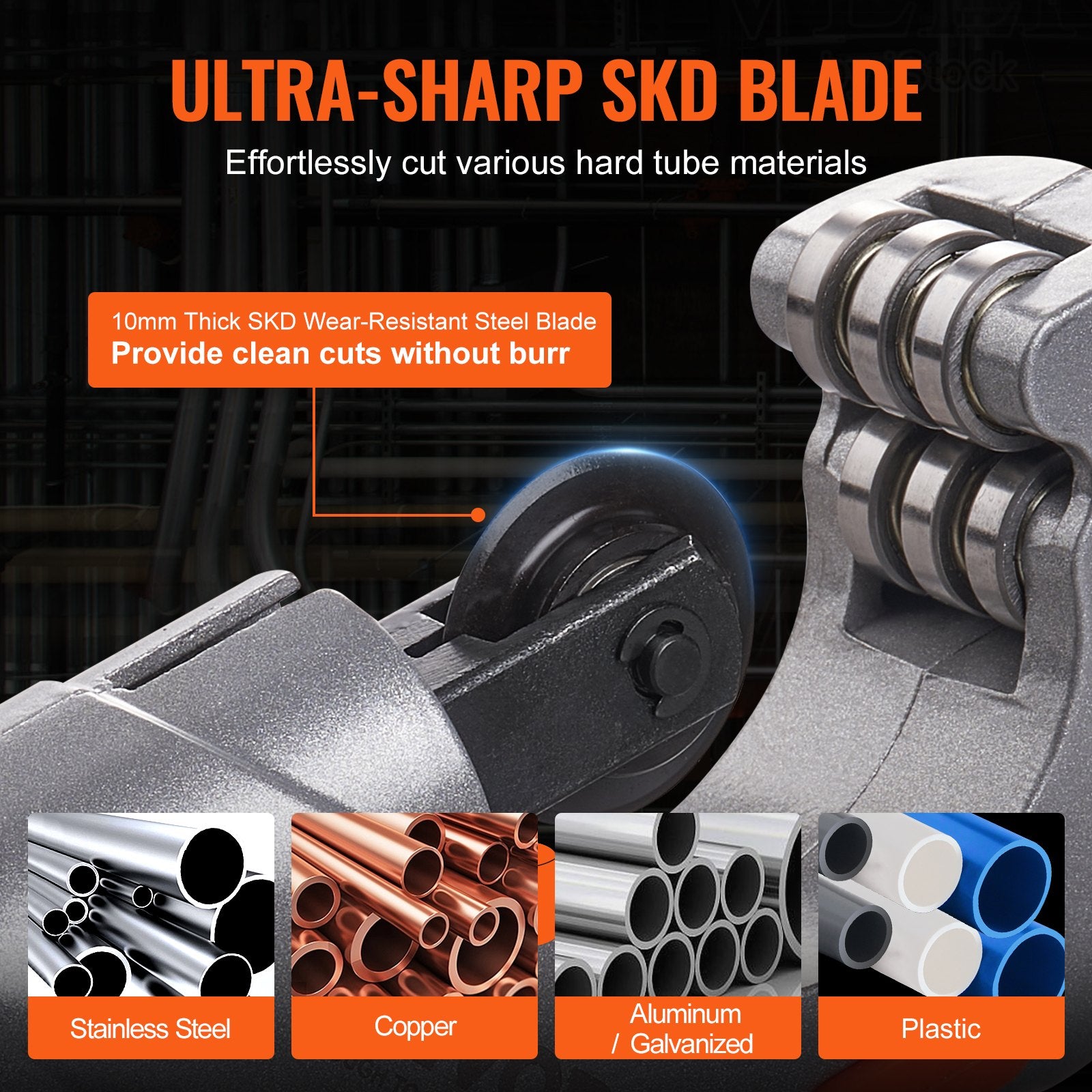 VEVOR 3PCS Tubing Cutter Set, 3/16"-2" O.D. Copper Pipe Cutter, 1/8"-7/8" O.D. Mini Tube Cutter and Deburring Tool, Heavy Duty Pipe Cutter Set for Copper, Aluminum, Stainless Steel, Plastic Pipes
