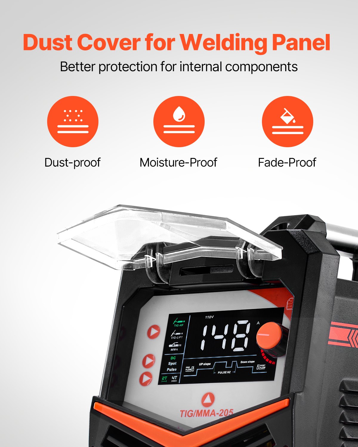 VEVOR TIG Welder, 205A 3-In-1 Welding Machine Large LED Display - DC TIG/DC Pulse TIG/MMA Stick , Electric Welder with IGBT Inverter High-Frequency Start