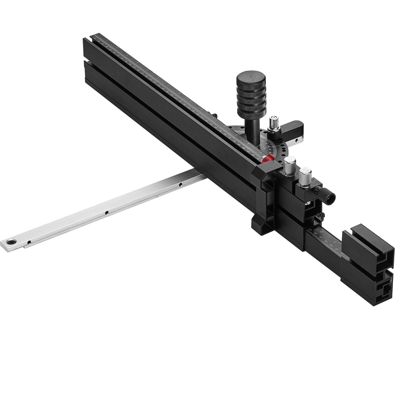 VEVOR Precision Miter Gauge, Standard Slot 3/4'' x 3/8'', Aluminum Alloy Table Saw Miter Gauge with 19-35 in Grating 15 Angle Stops Adjustable Spring Loaded Plunger and Removable Disc, for Woodworking