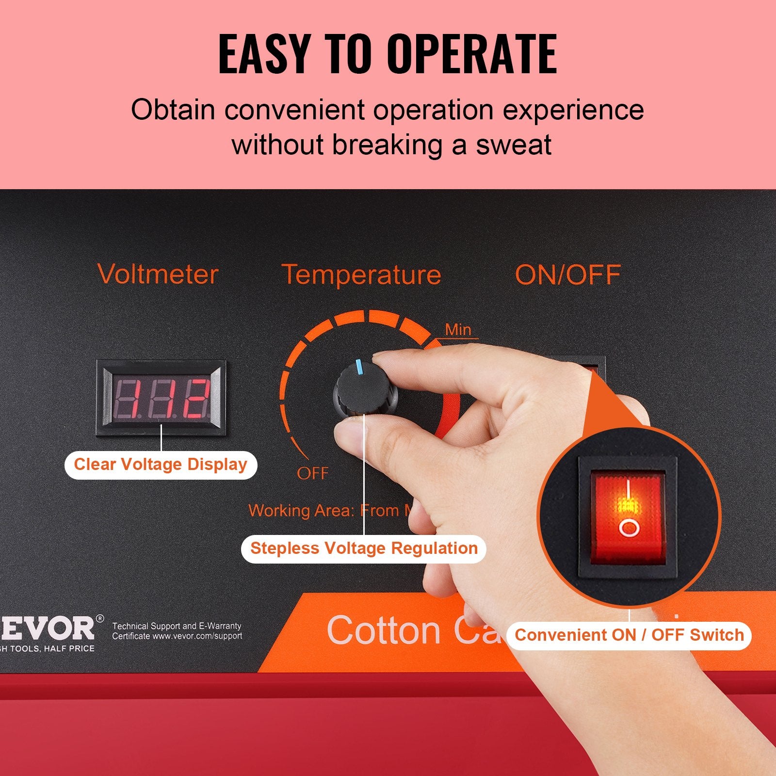 VEVOR Electric Cotton Candy Machine, 1000W Candy Floss Maker, Commercial Cotton Candy Machine with Cover, Stainless Steel Bowl, and Sugar Scoop, Perfect for Home Kids Birthday, Family Party Red