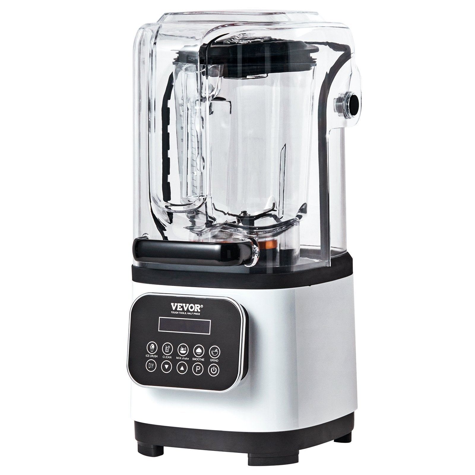 VEVOR Professional Blender with Shield, Commercial Countertop Blenders, 2L Jar Blender Combo, Stainless Steel 9 Speed & 5 Functions Blender, for Shakes, Smoothies, Peree, and Crush Ice, White