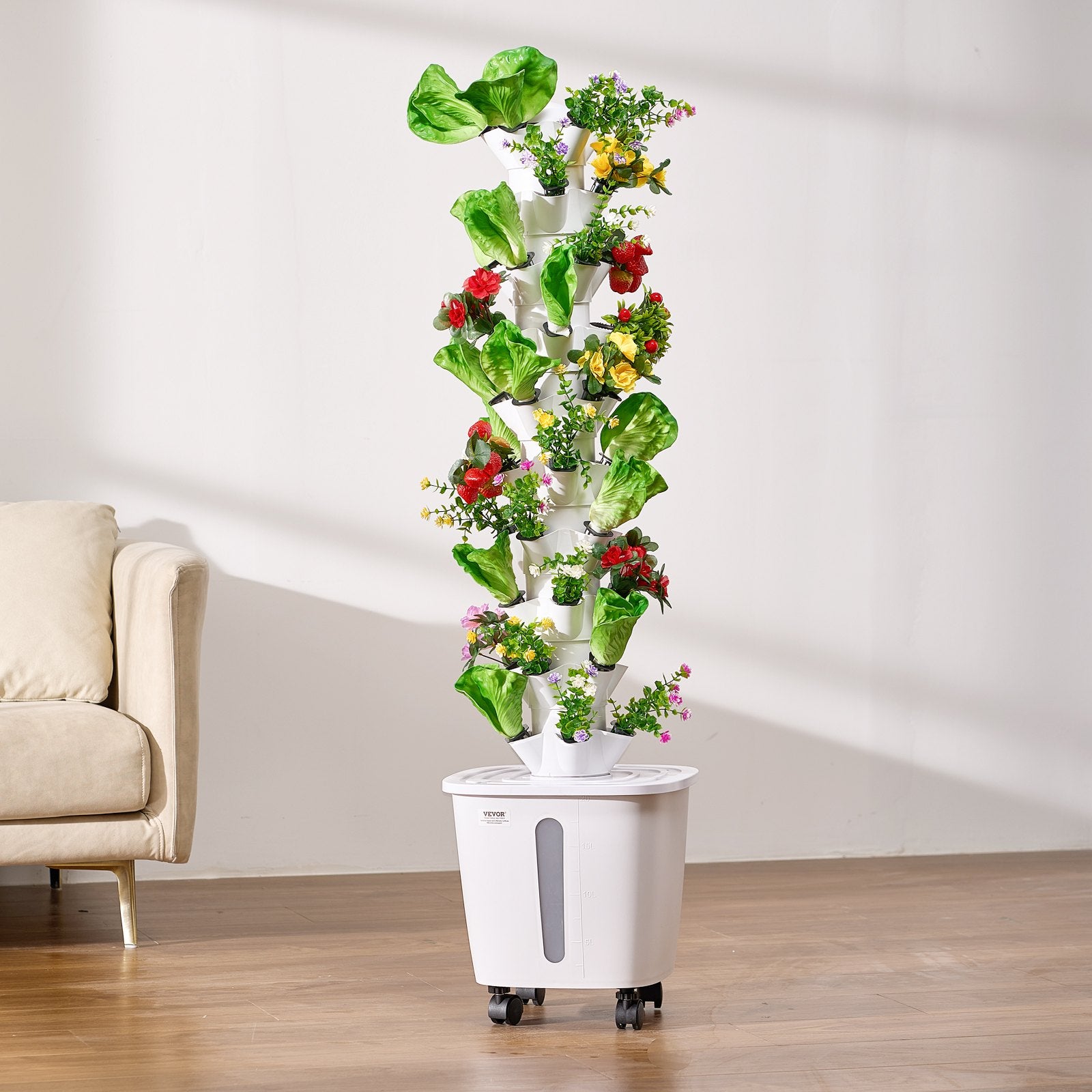 VEVOR Hydroponic Growing System, 50 Pods Vertical 10 Tiers Hydroponic Tower, Rolling Hydronic Garden with Water Pump & Wheels, Indoor Plants Germination Kit for Herbs Fruits & Vegetables