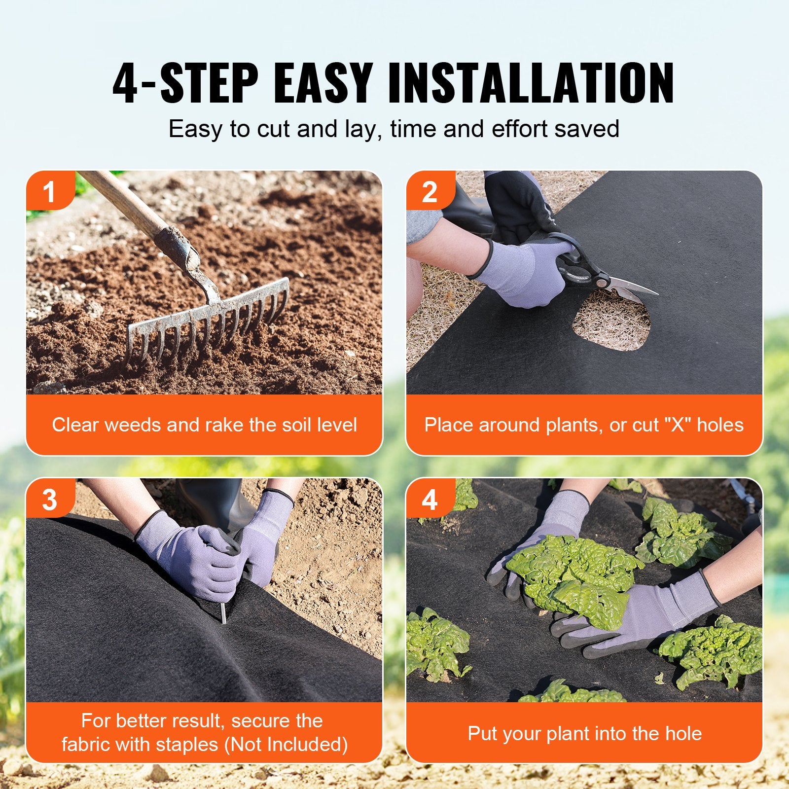 VEVOR Non Woven Geotextile Fabric Under Gravel, 6x100FT 8OZ Driveway Fabric Landscape Fabric, Heavy Duty Weed Barrier Fabric, Ground Cover Weed Control Fabric, French Drains Drainage Fabric, Black