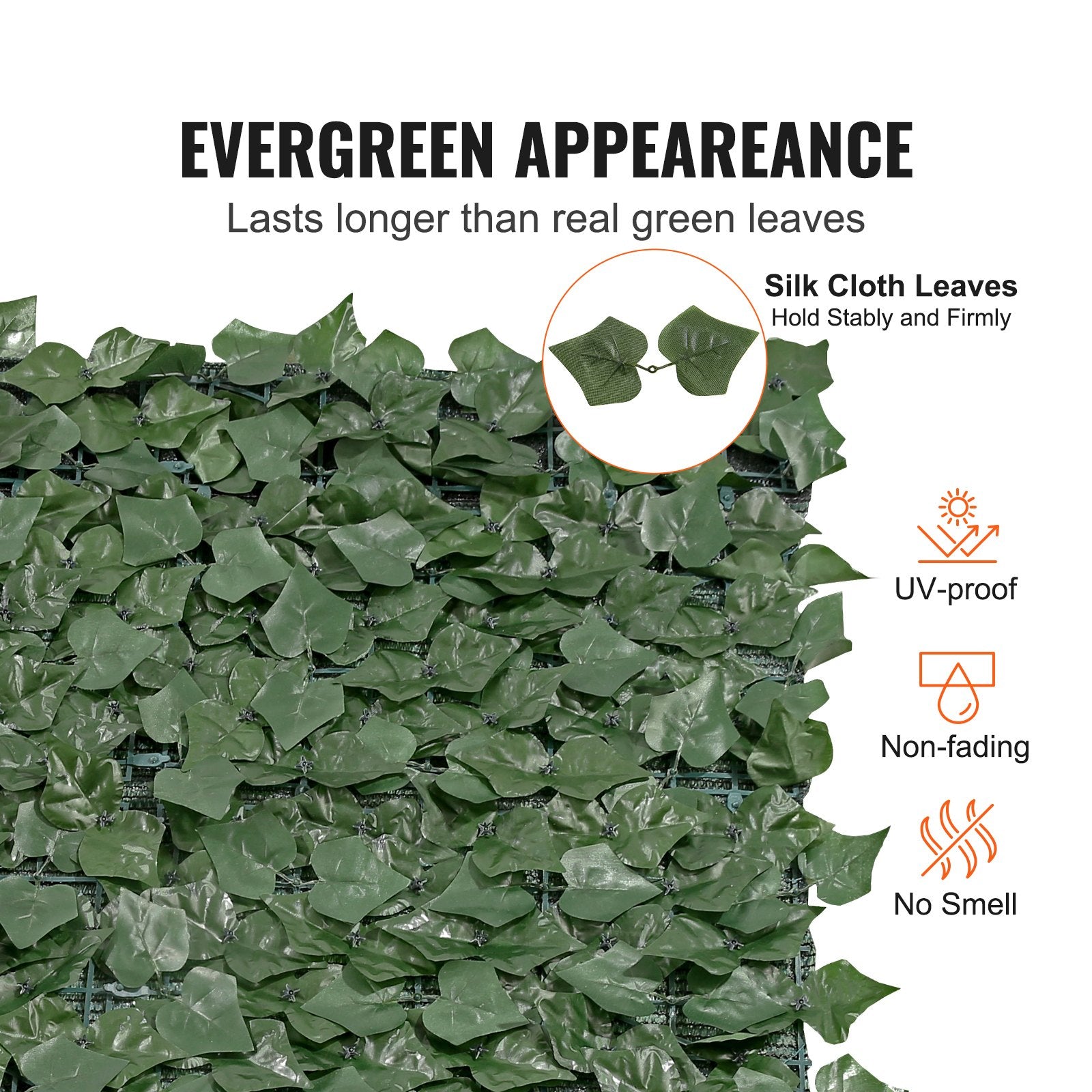VEVOR Ivy Privacy Fence, 990 x 2490 mm Artificial Green Wall Screen, Greenery Ivy Fence with Mesh Cloth Backing and Strengthened Joint, Faux Hedges Vine Leaf Decoration for Outdoor Garden, Yard