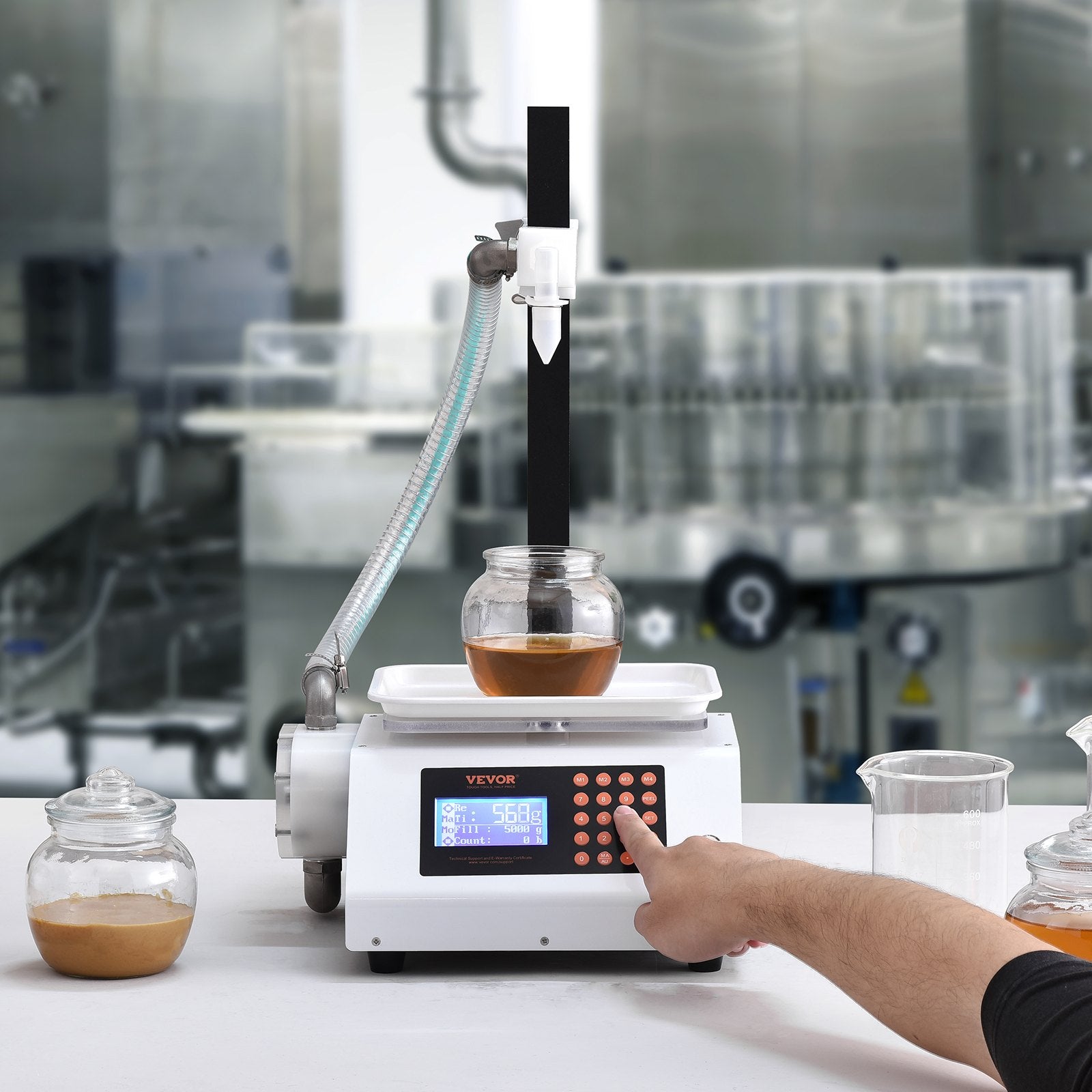 VEVOR Liquid Filling Machine, 50-5000 g Weighing Capacity, Automatic Bottle Filler Machine Bottling Machine Gear Pump Digital Control for Honey, Oil, Wine, Detergent, Viscous Liquids Single Nozzle