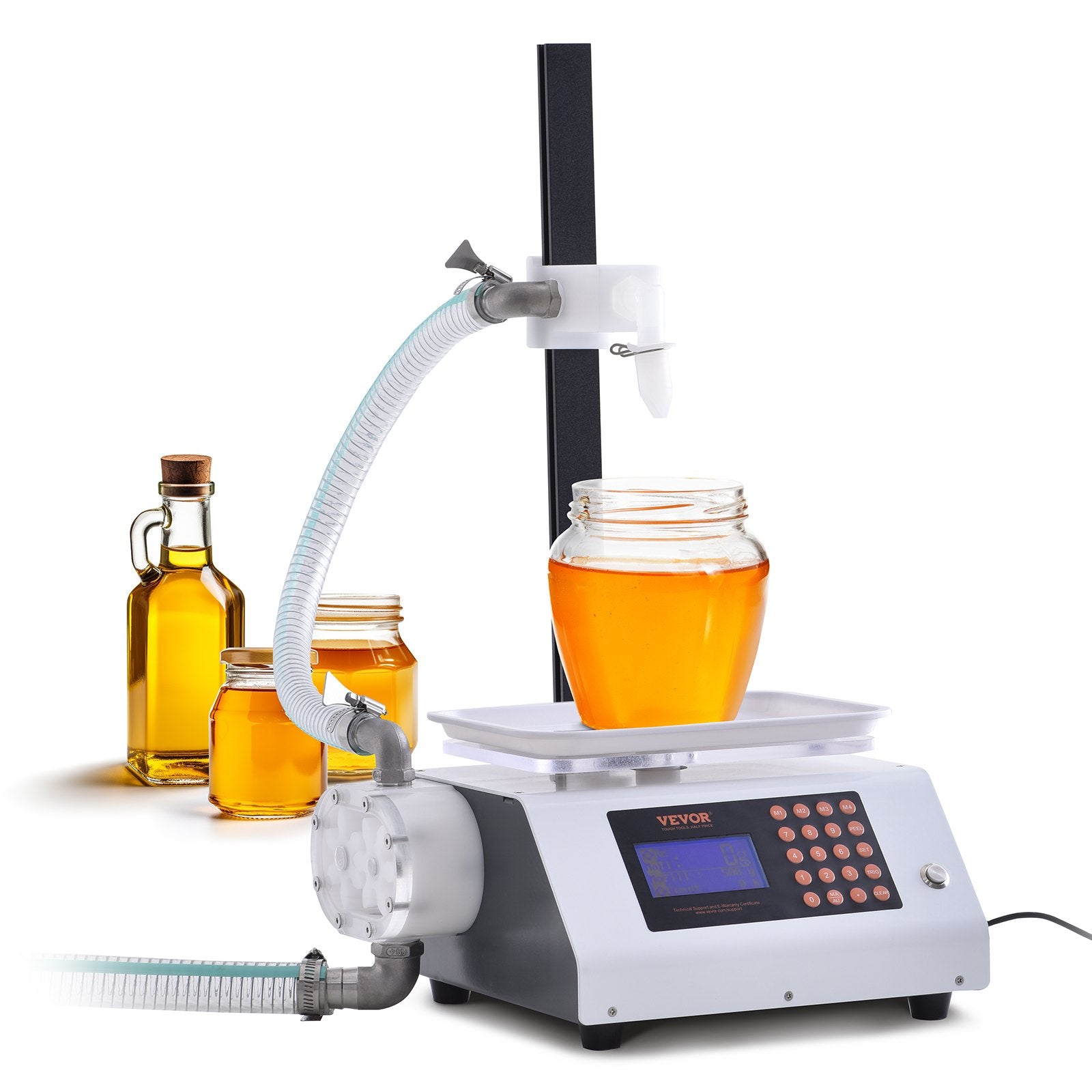 VEVOR Liquid Filling Machine, 50-5000 g Weighing Capacity, Automatic Bottle Filler Machine Bottling Machine Gear Pump Digital Control for Honey, Oil, Wine, Detergent, Viscous Liquids Single Nozzle