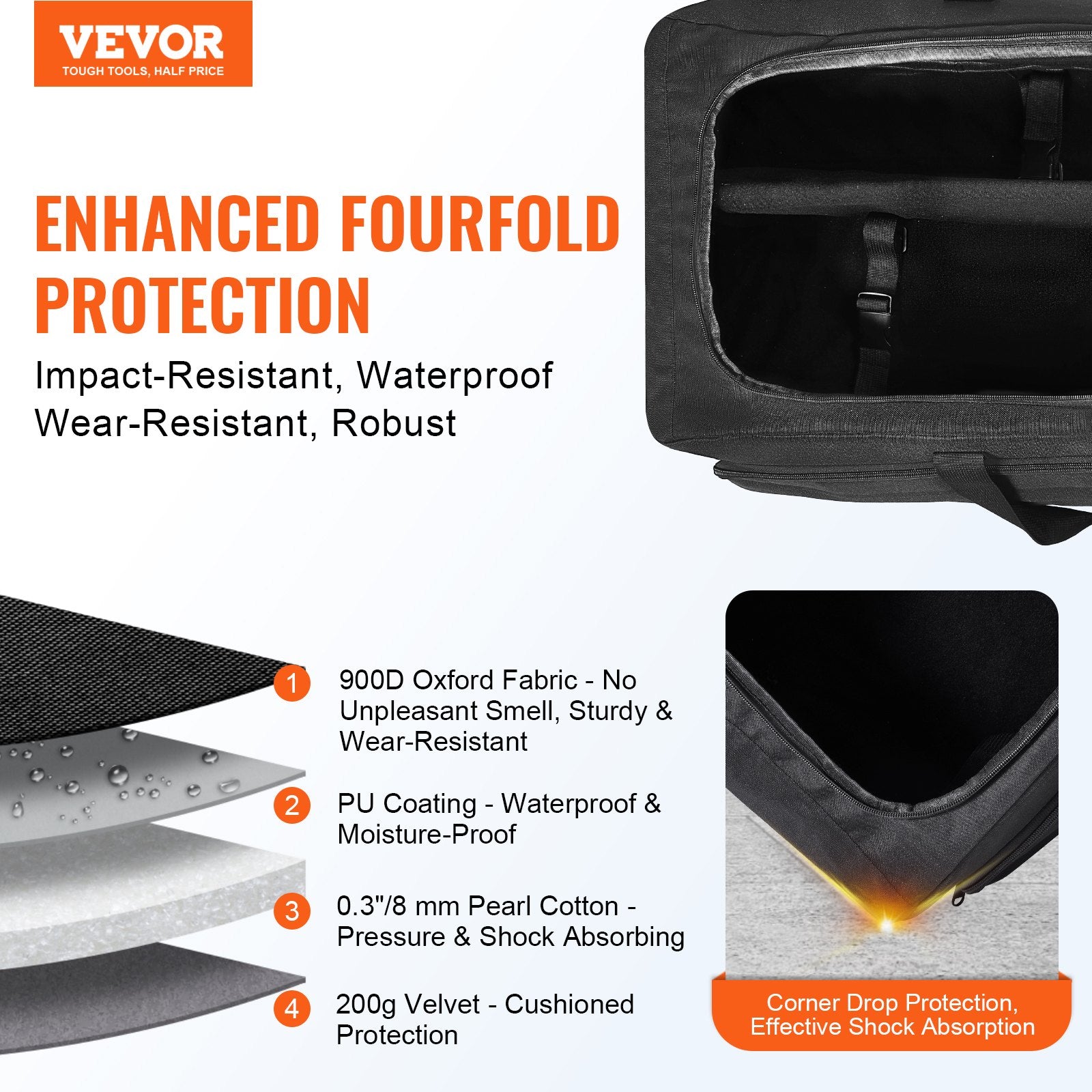 VEVOR Telescope Case, 770 mm, Telescope Storage Bag with Fixed Buckles, Multi-Pocket and Detachable Divider, Shock-Absorbent Telescope Carrying Case for Optical Tube & Tripod, Counterweight Pocket