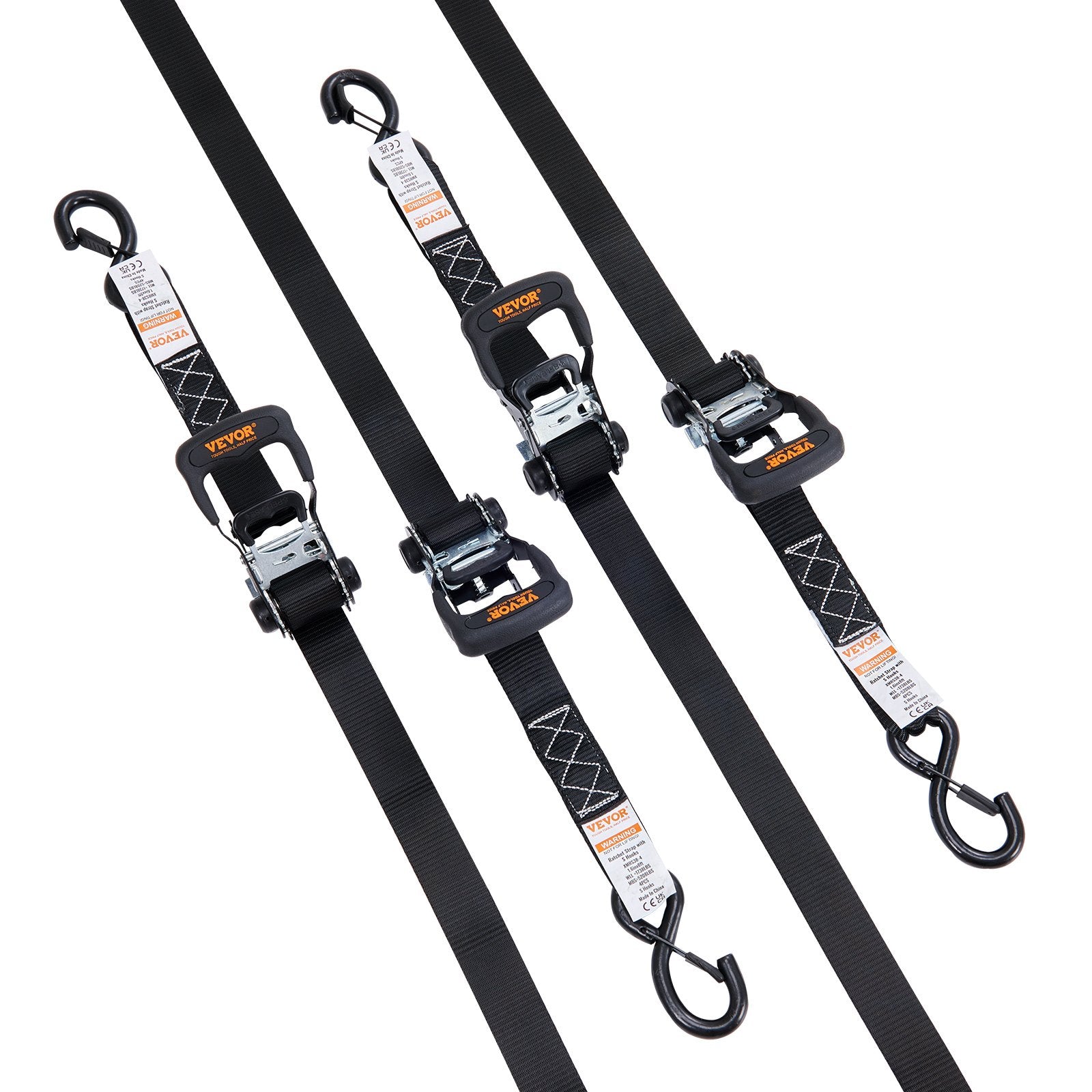 VEVOR 4 Pack Ratchet Tie Down Straps 5208 lbs 1.6