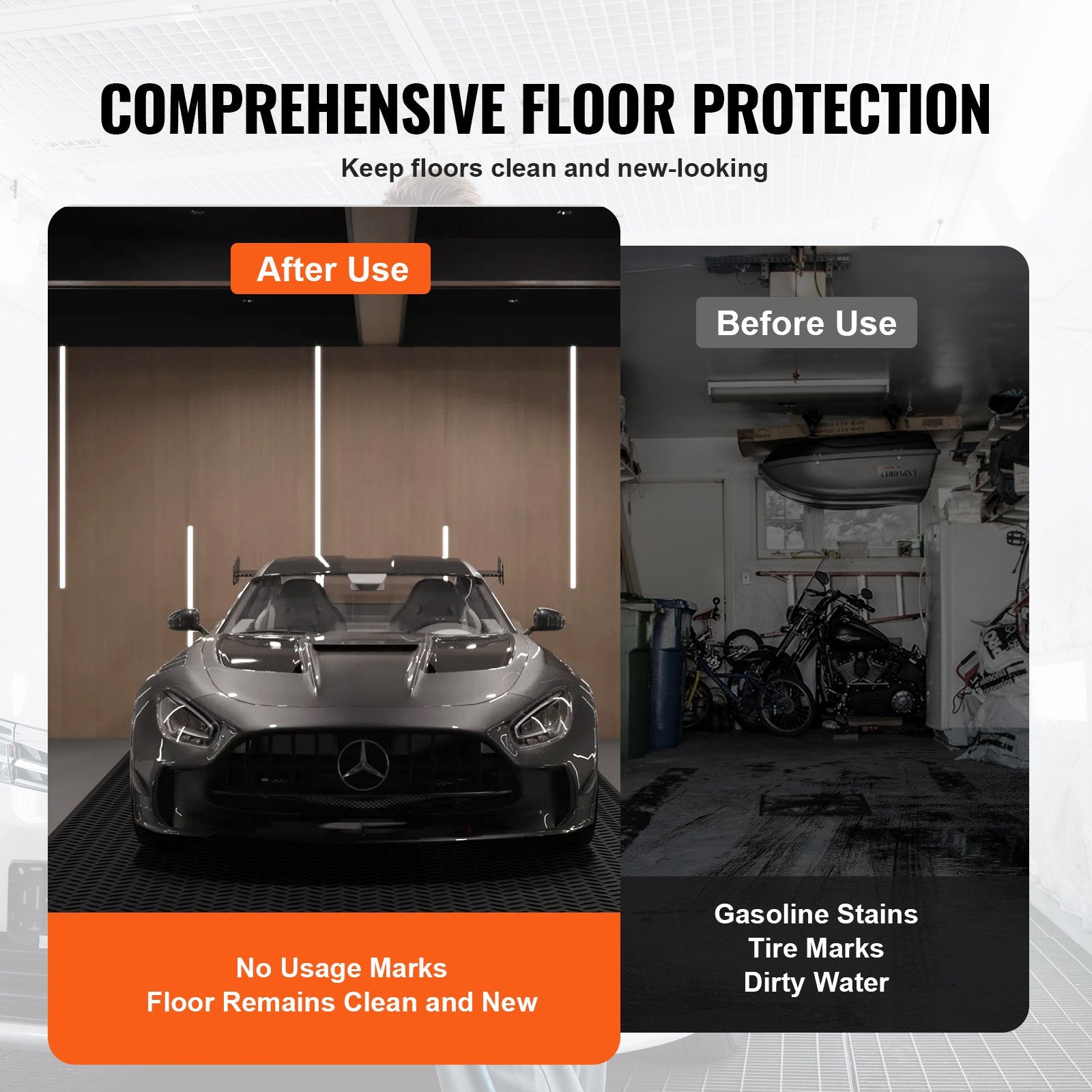 VEVOR Diamond-Plate Rubber Flooring Roll, 3 mm x 4 ft x 15 ft Garage Floor Mat, SBR Rubber Garage Flooring Roll, Easy to Clean, Diamond Plate Rubber Mat for Under Cars, Garage Industry Gym, Black