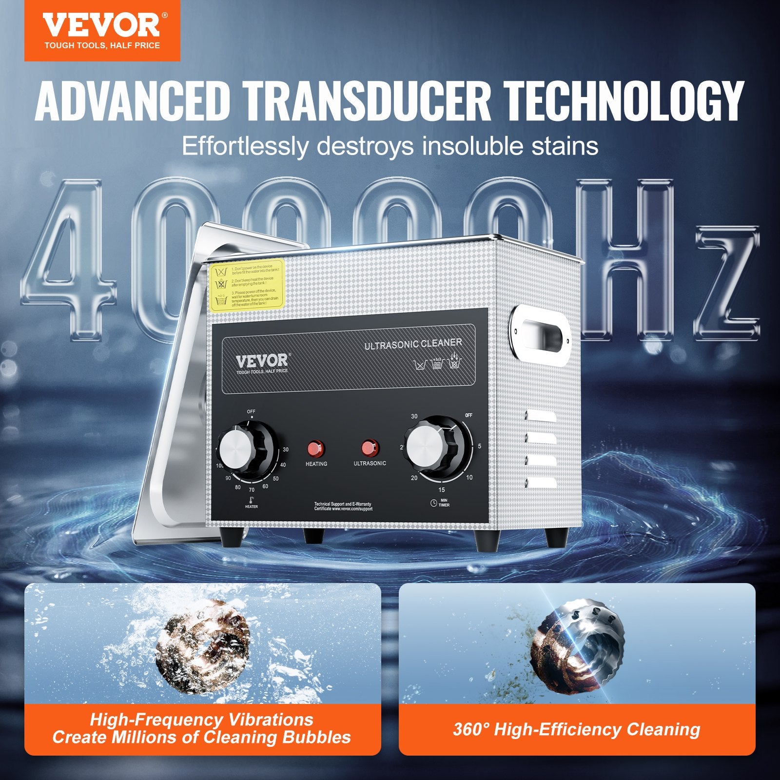 VEVOR 3L Ultrasonic Cleaner with Heater Timer & Basket, Professional Digital Sonic Cavitation Machine, 120W Cleaning Machine for Watch Instruments, Glasses, Coin, Metal Parts, Tool