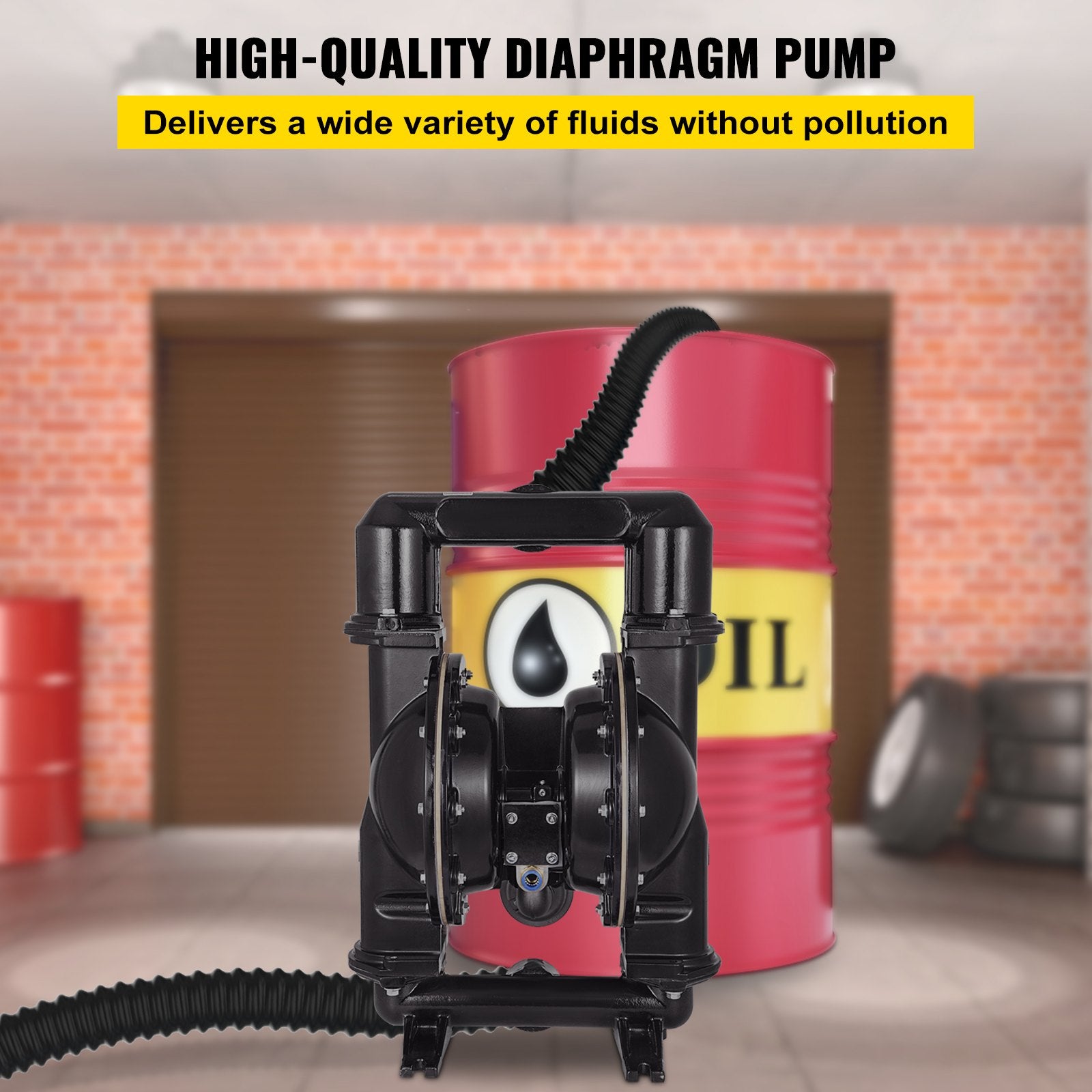 VEVOR 75 GPM Air-Operated Double Diaphragm Pump 2 Inch Inlet And Outlet