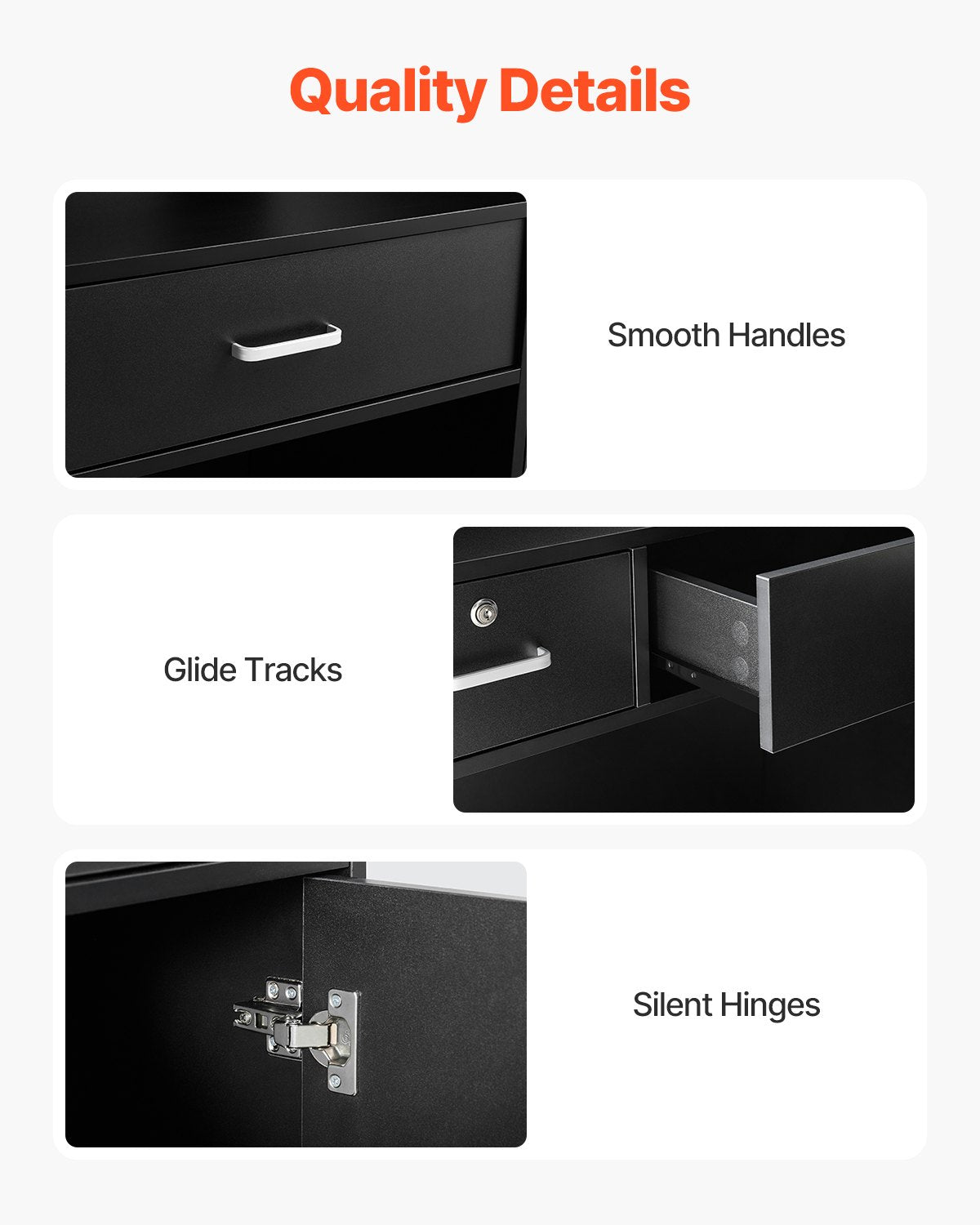 VEVOR Reception Desk, 1200 x 480 x 1100 mm Rectangular Front Counter Table, Office Reception Counter with Lockable Drawer and Storage Cabinet, for Checkout, Lobby, Beauty Salon and Office, Black