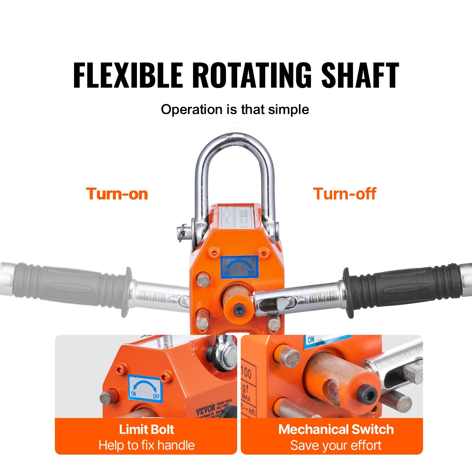 VEVOR Magnetic Lifter, 100 kg/220 lbs Pulling Capacity, 2.5 Safety Factor, Neodymium & Steel, Lifting Magnet with Release, Permanent Lift Magnets, Heavy Duty Magnet for Hoist, Shop Crane, Block, Board