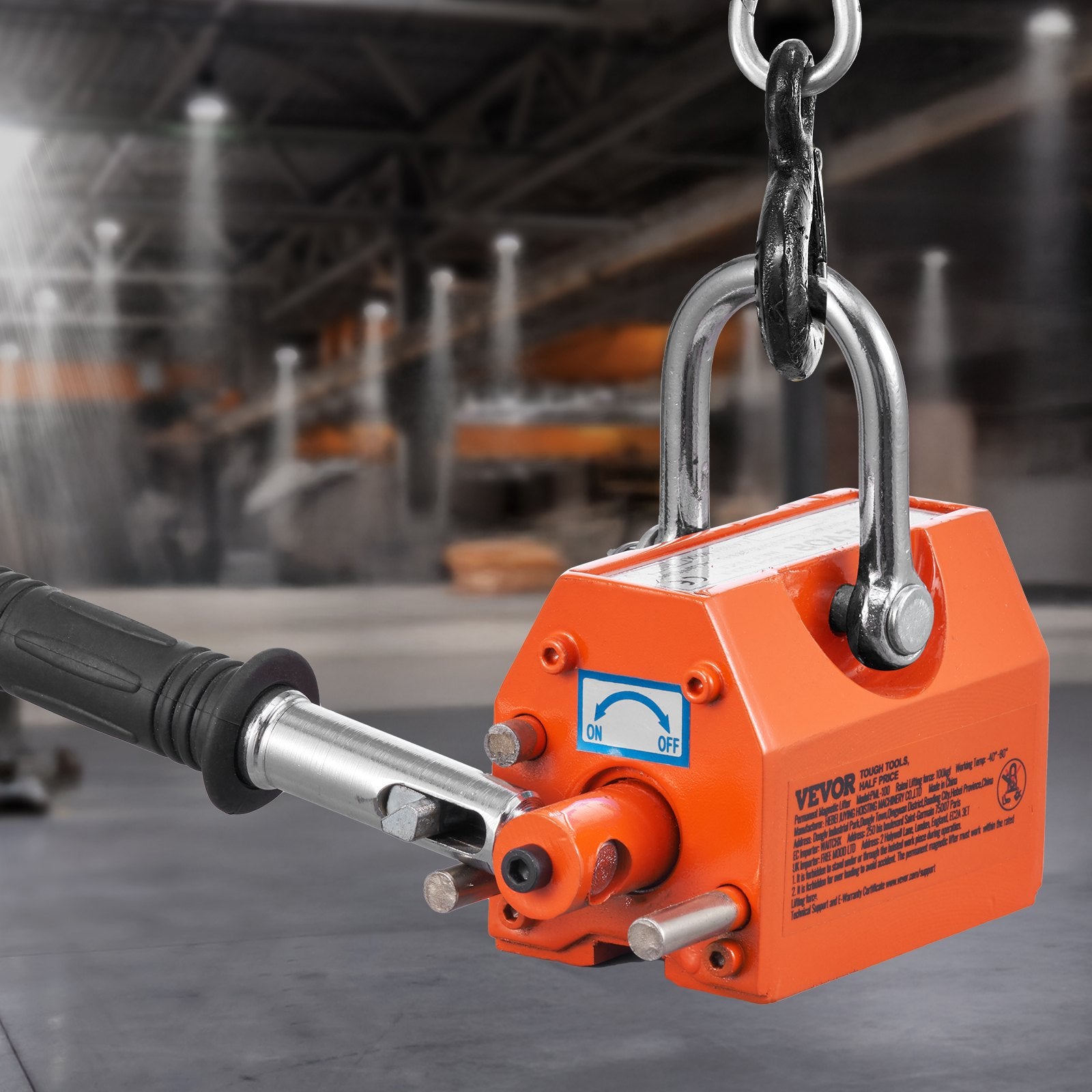 VEVOR Magnetic Lifter, 100 kg/220 lbs Pulling Capacity, 2.5 Safety Factor, Neodymium & Steel, Lifting Magnet with Release, Permanent Lift Magnets, Heavy Duty Magnet for Hoist, Shop Crane, Block, Board