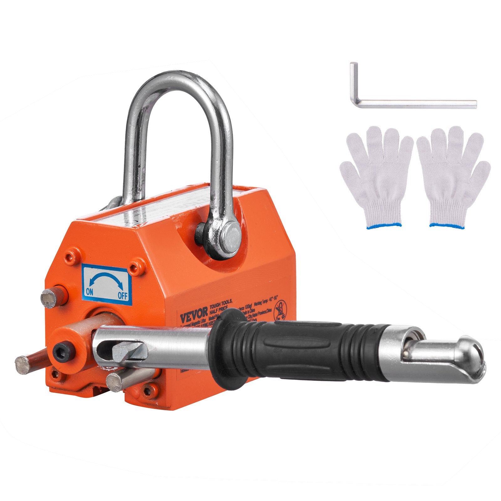 VEVOR Magnetic Lifter, 100 kg/220 lbs Pulling Capacity, 2.5 Safety Factor, Neodymium & Steel, Lifting Magnet with Release, Permanent Lift Magnets, Heavy Duty Magnet for Hoist, Shop Crane, Block, Board