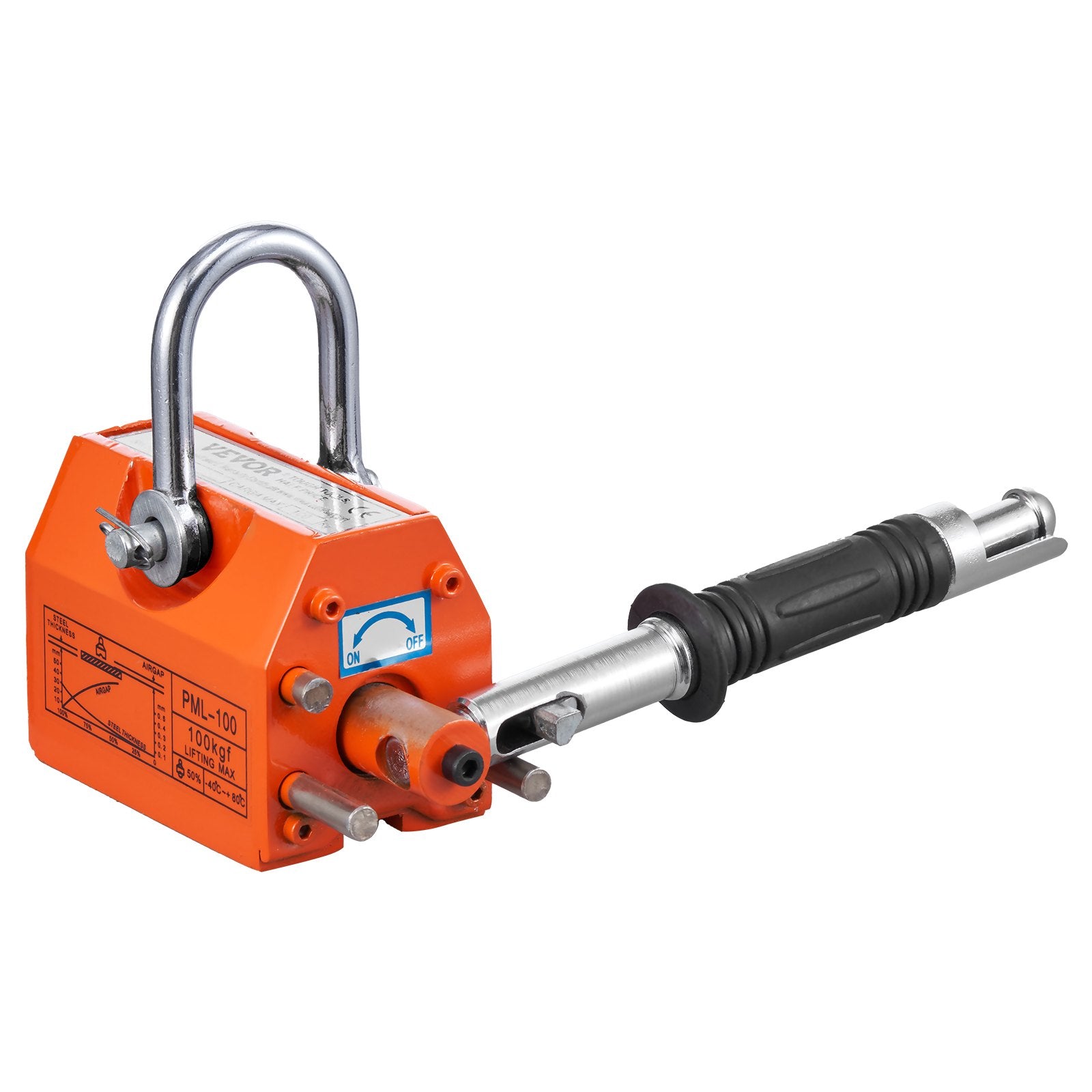 VEVOR Magnetic Lifter, 100 kg/220 lbs Pulling Capacity, 2.5 Safety Factor, Neodymium & Steel, Lifting Magnet with Release, Permanent Lift Magnets, Heavy Duty Magnet for Hoist, Shop Crane, Block, Board