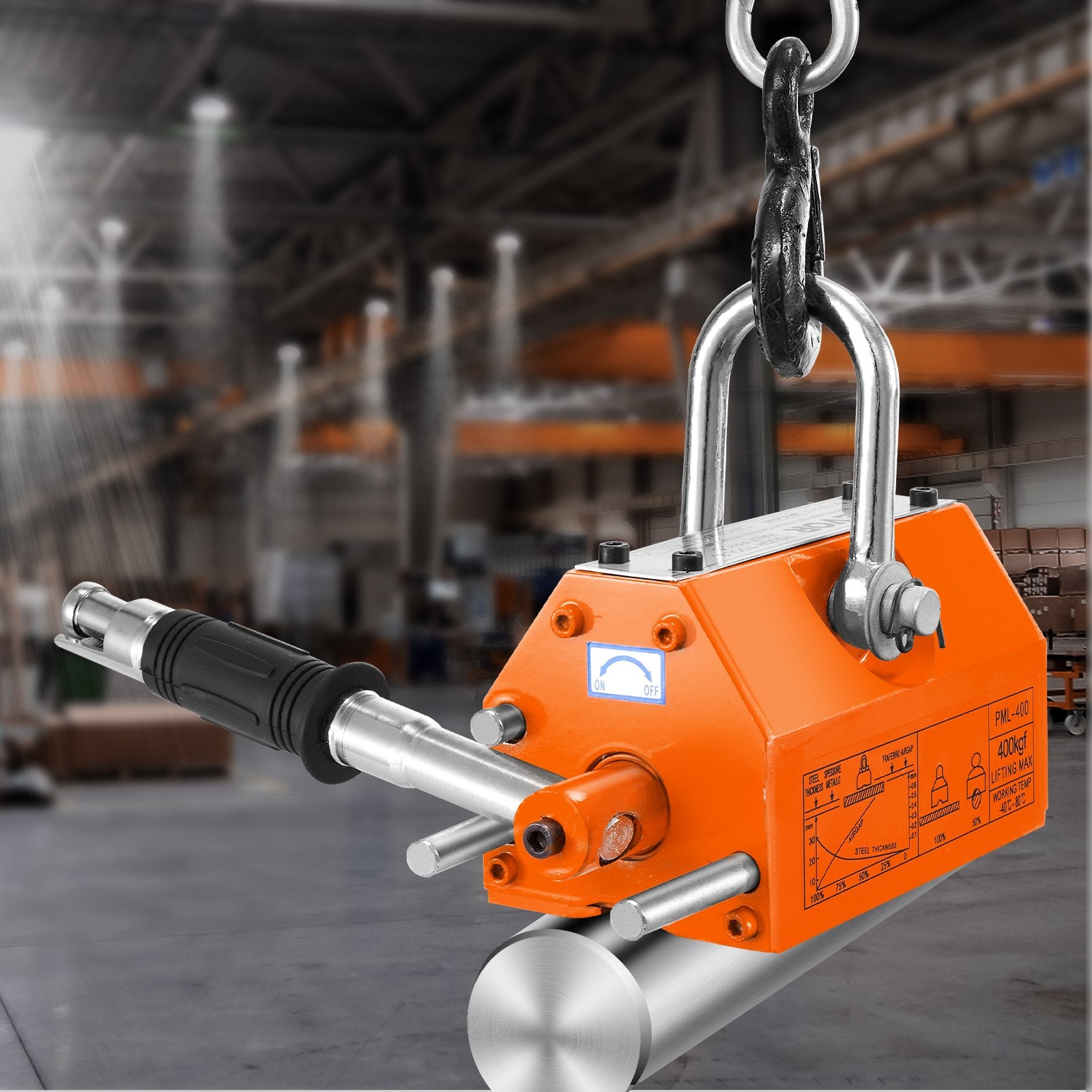 VEVOR Magnetic Lifter, 400 kg/880 lbs Pulling Capacity, 2.5 Safety Factor, Neodymium & Steel, Lifting Magnet with Release, Permanent Lift Magnets, Heavy Duty Magnet for Hoist, Shop Crane, Block, Board