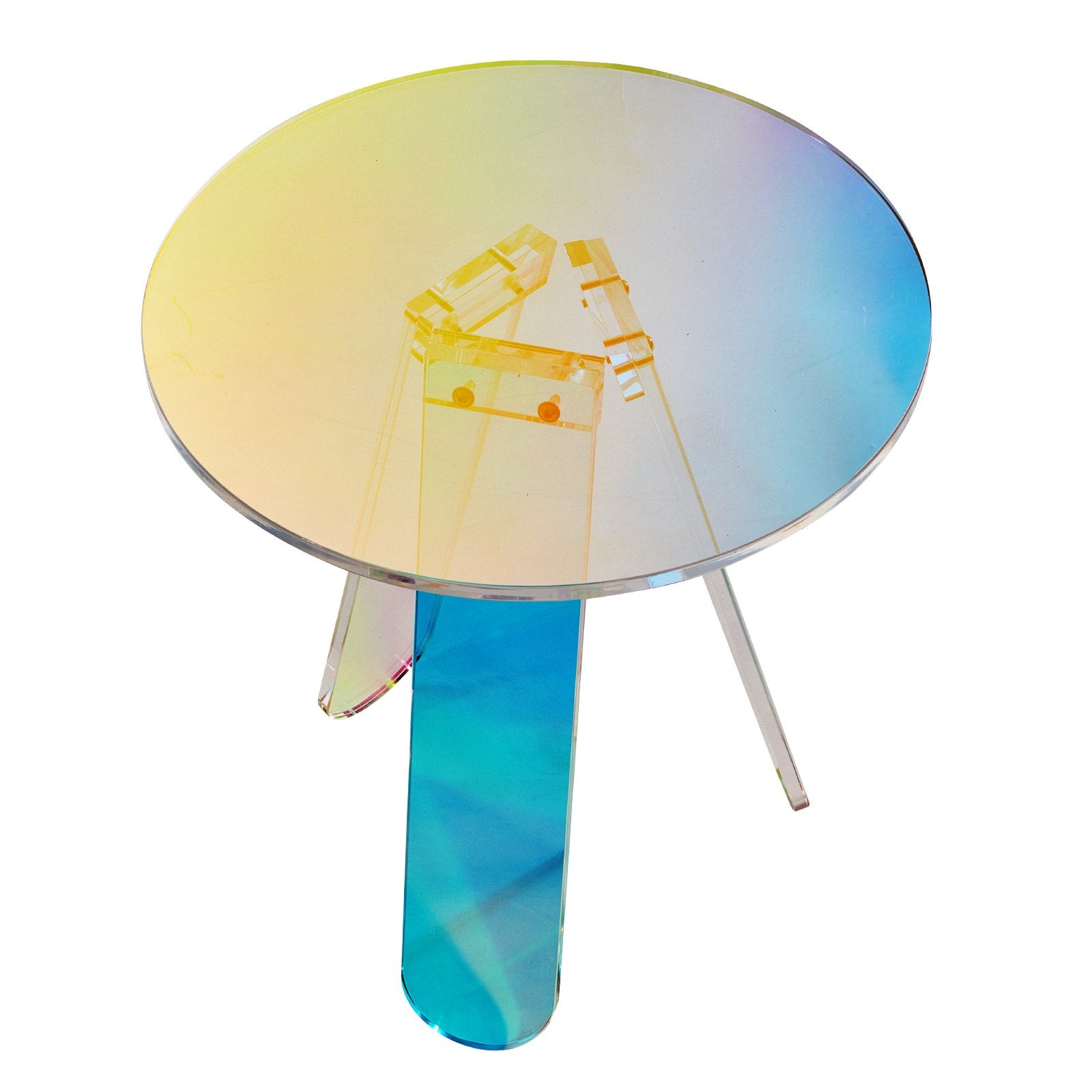VEVOR Round Iridescent Side Table, Acrylic End Table, Clear Rainbow Acrylic Coffee Table for Drink, Food, Snack used in Living Room, Bedroom, and Study