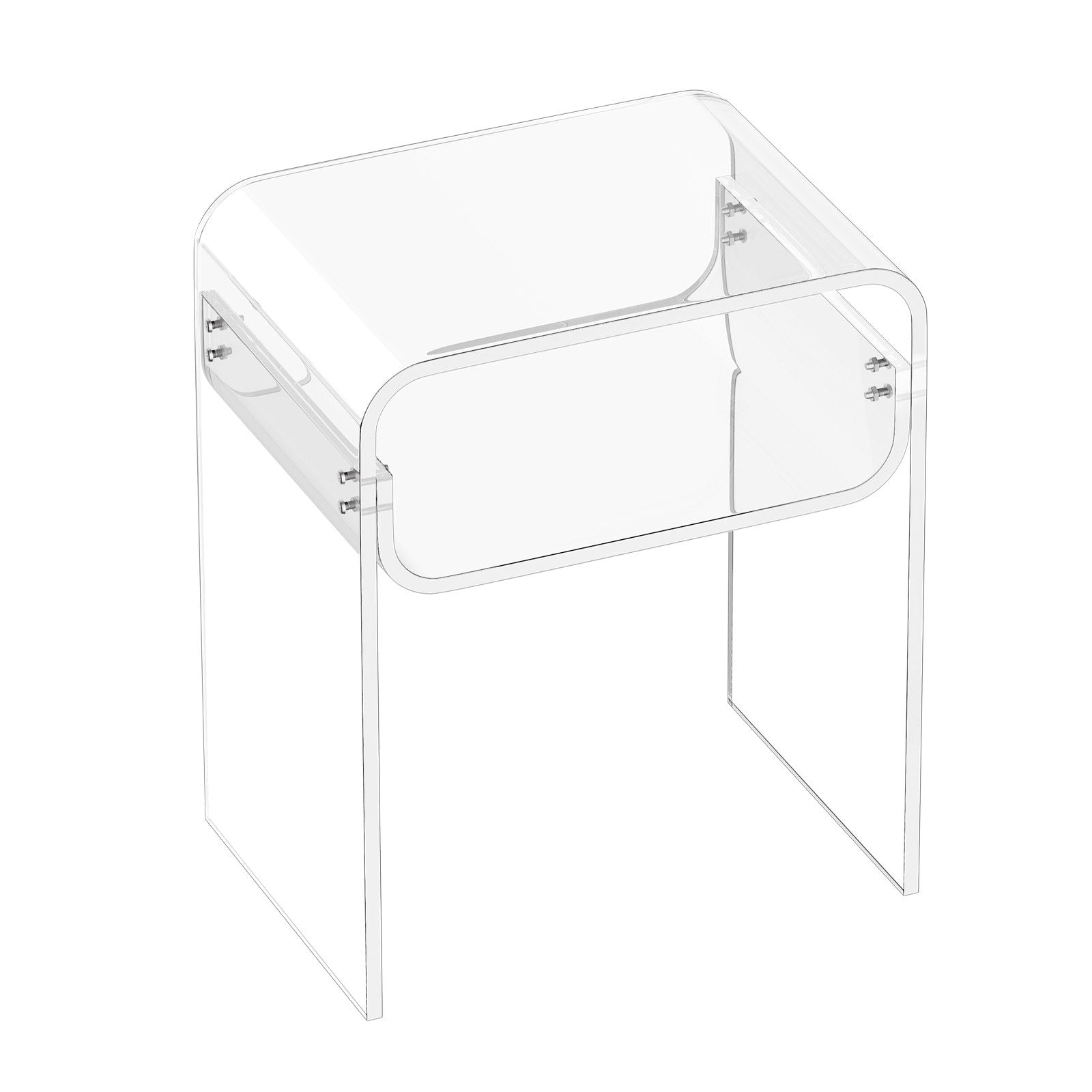 VEVOR Acrylic Side Table, 2 Tiers Clear Bedside Table with Storage Shelf, Modern Rectangle Acrylic End Desk, Transparent Thick Nightstand for Bedroom, Living Room, Study, 30 x 40 x 50 cm Clear