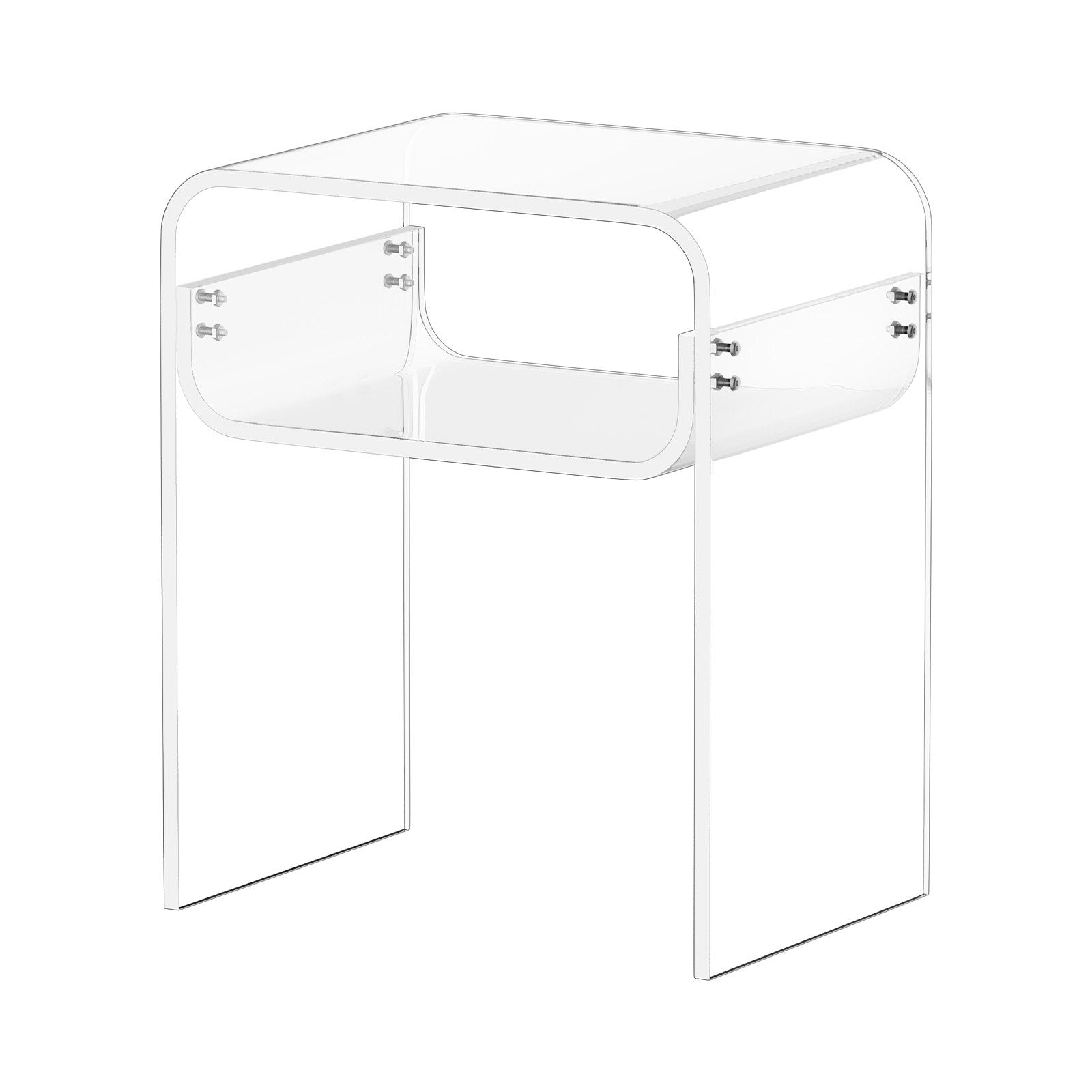VEVOR Acrylic Side Table, 2 Tiers Clear Bedside Table with Storage Shelf, Modern Rectangle Acrylic End Desk, Transparent Thick Nightstand for Bedroom, Living Room, Study, 30 x 40 x 50 cm Clear