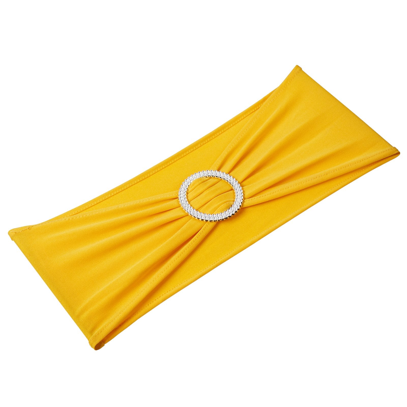 VEVOR Stretch Spandex Chair Sashes, Chair Slipcover and Stretch Chair Sash with Round Buckle, Elastic Chair Bands, Fitting Wedding, Holiday, Banquet, Party Chair Decoration 50 PCS Golden Yellow