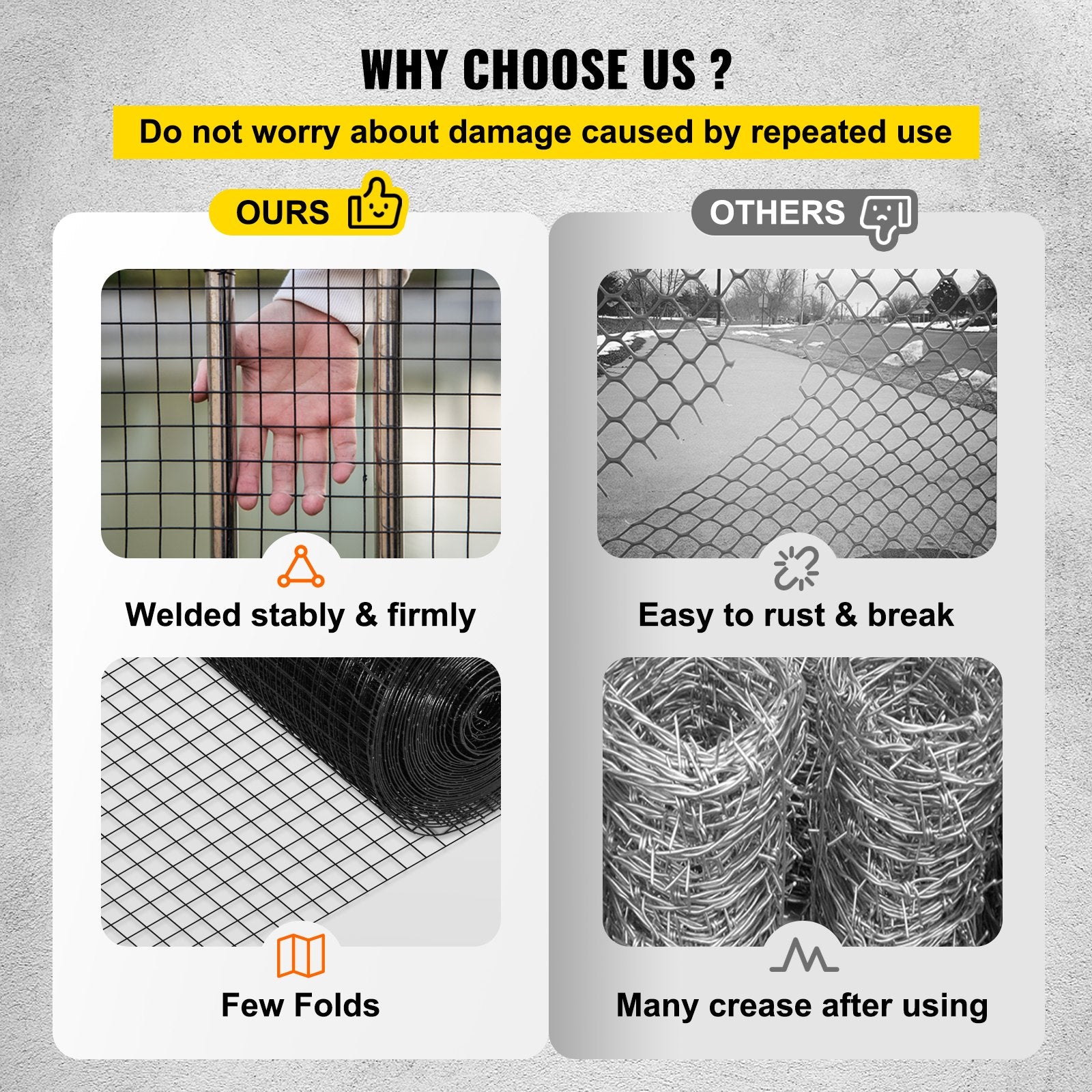 VEVOR Hardware Cloth, 24\" x50\' & 1\"x1\" Mesh Size, Galvanized Steel Vinyl Coated 16 Gauge Welded Wire with A Cutting Plier & A Pair of Fabric Gloves, for Garden Fencing & Pet Enclosures, Black