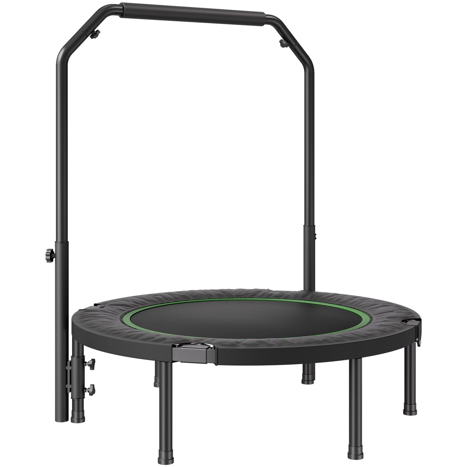 VEVOR Foldable Mini Trampoline, 40 Inch Fitness Rebounder, Max Load 330lbs Exercise Trampoline, Stable & Quiet Trampoline with 4 Level Height Adjustable Foam Handle, for Adults Indoor/Garden Workout