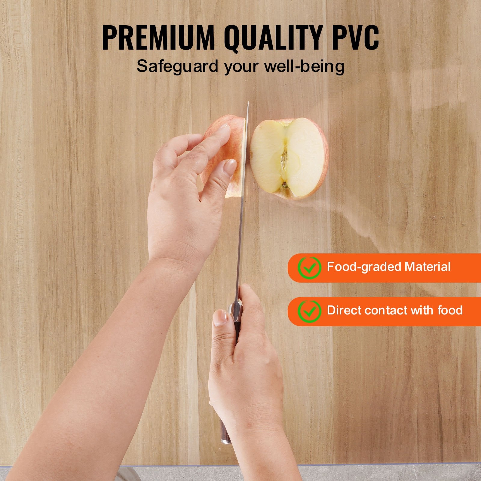 VEVOR Plastic Table Cover, 42 x 42 Inch 2.0 mm Thick Clear Table Protector, Round PVC Desk Mat, Waterproof & Easy Cleaning Desk Pad Tablecloth, for Office Dresser Dining Room Table Night Stand