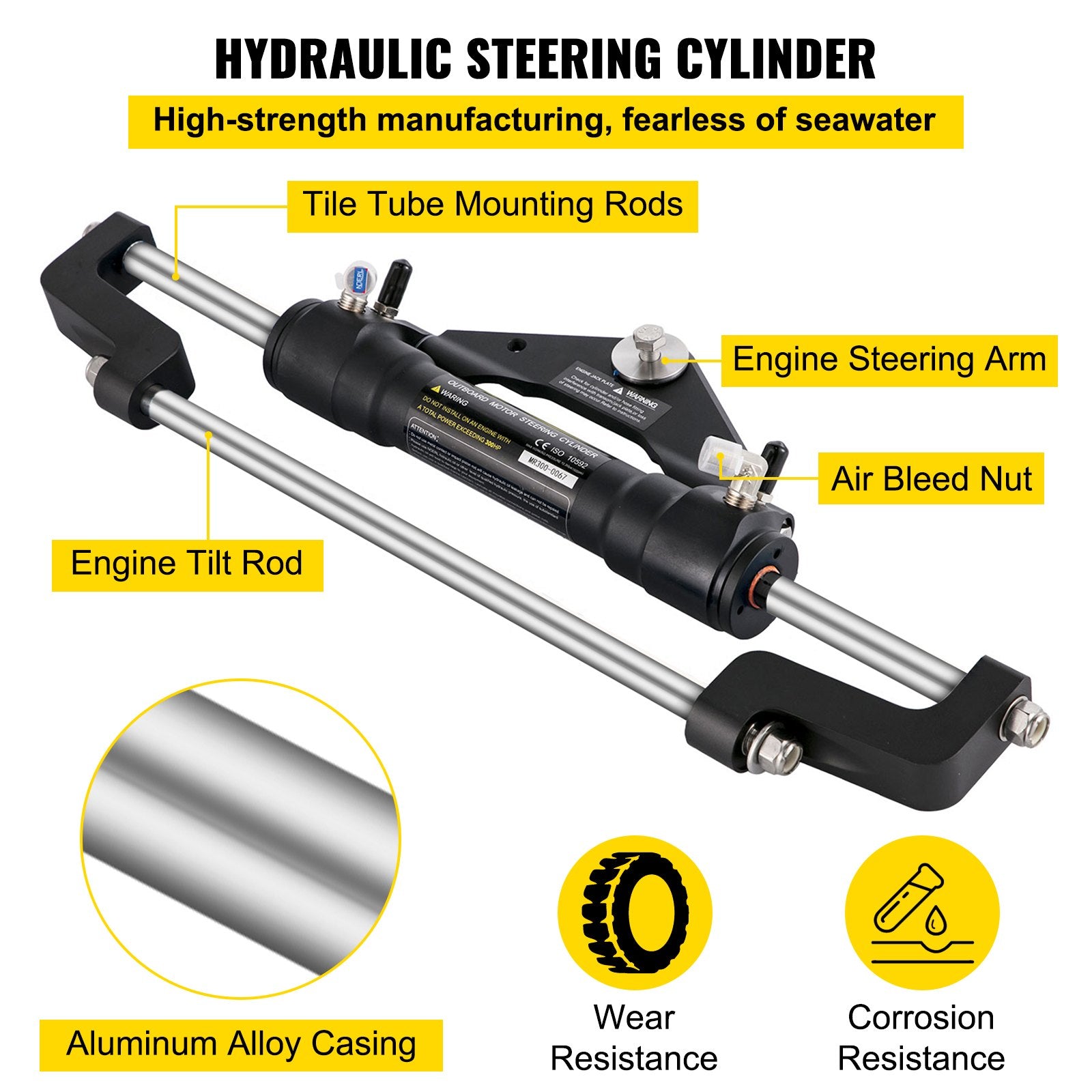 VEVOR Hydraulic Boat Steering Kit, 300HP Hydraulic Steering Kit Helm Pump, Hydraulic Outboard Steeing Kit with 4267 mm Hydraulic Steering Hose for Boat Steering System