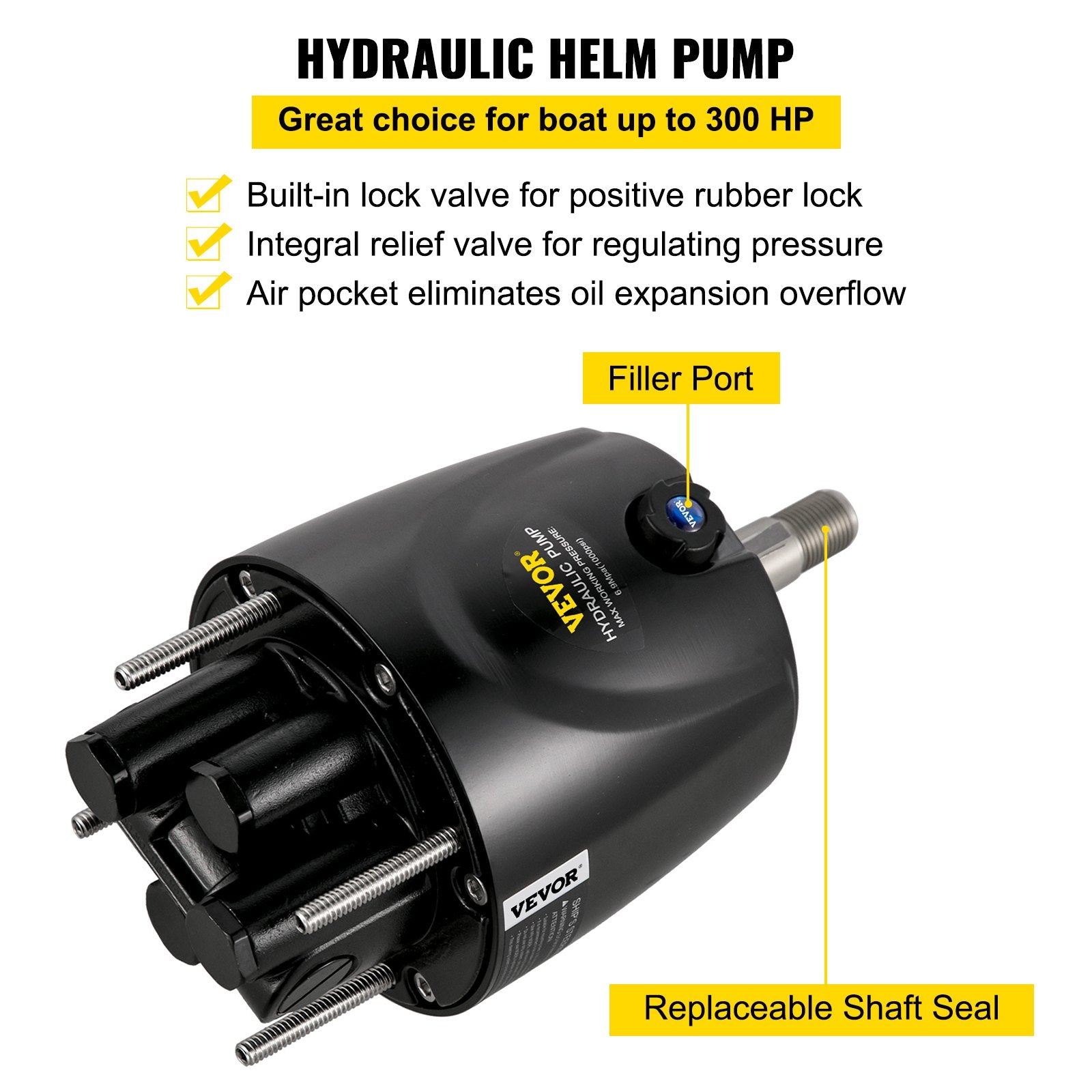 VEVOR Hydraulic Boat Steering Kit, 300HP Hydraulic Steering Kit Helm Pump, Hydraulic Outboard Steeing Kit with 4267 mm Hydraulic Steering Hose for Boat Steering System