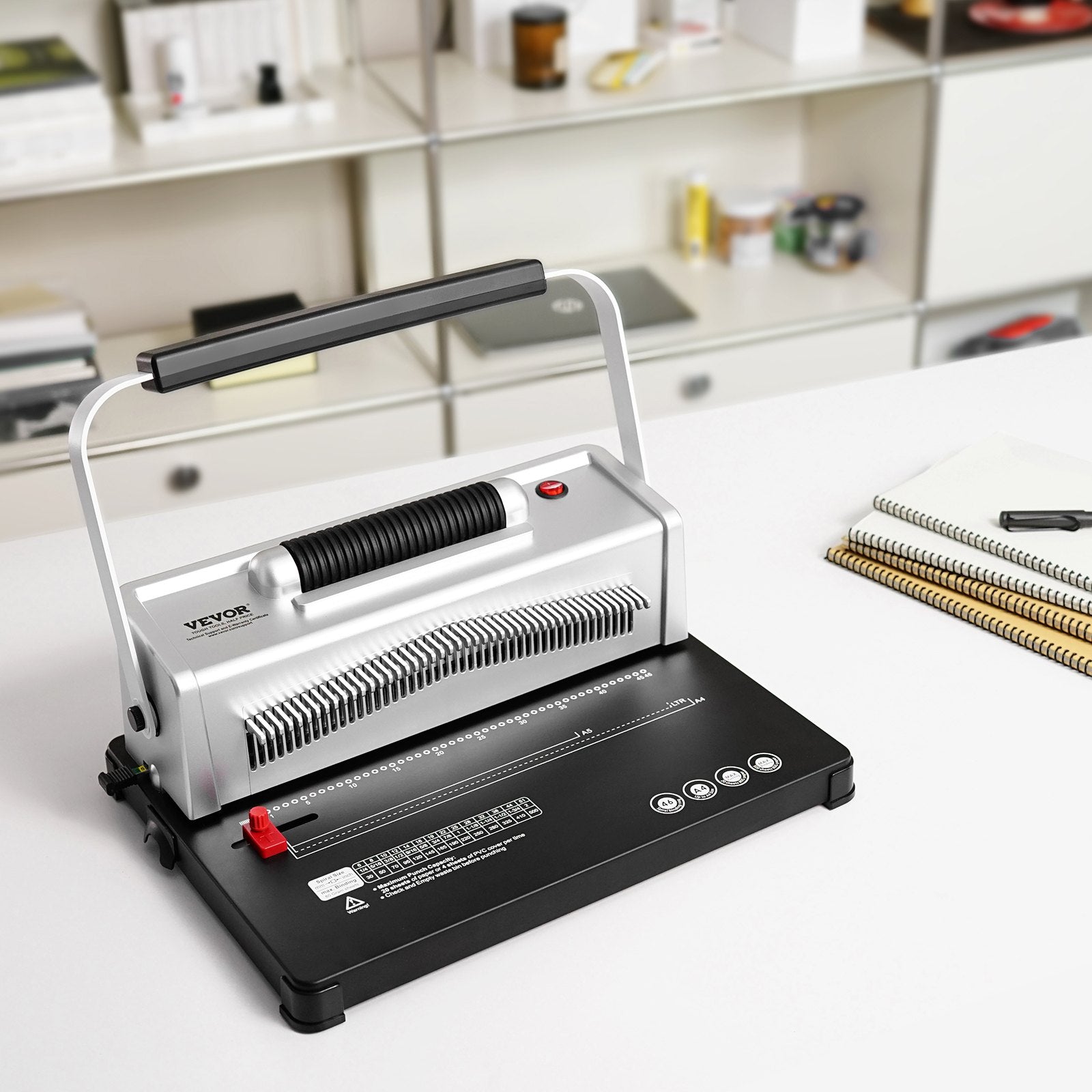 VEVOR Coil Spiral Binding Machine, Manual Book Maker with Electric Binding, 46-Holes Binding 500 Sheets Punch Binder, with 100pcs 5/16'' Coil Binding Spines, for Letter Size, A4, A5