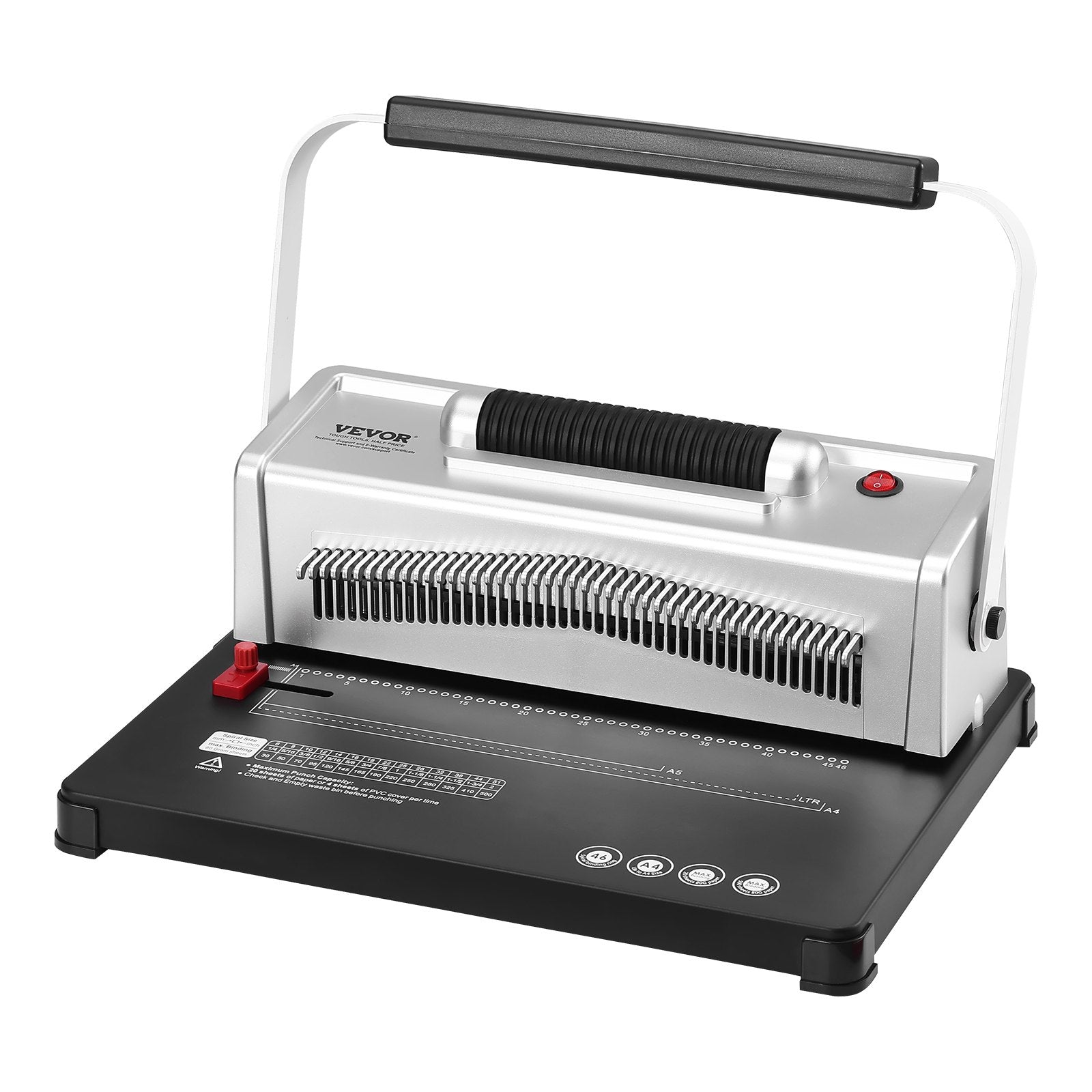 VEVOR Coil Spiral Binding Machine, Manual Book Maker with Electric Binding, 46-Holes Binding 500 Sheets Punch Binder, with 100pcs 5/16'' Coil Binding Spines, for Letter Size, A4, A5