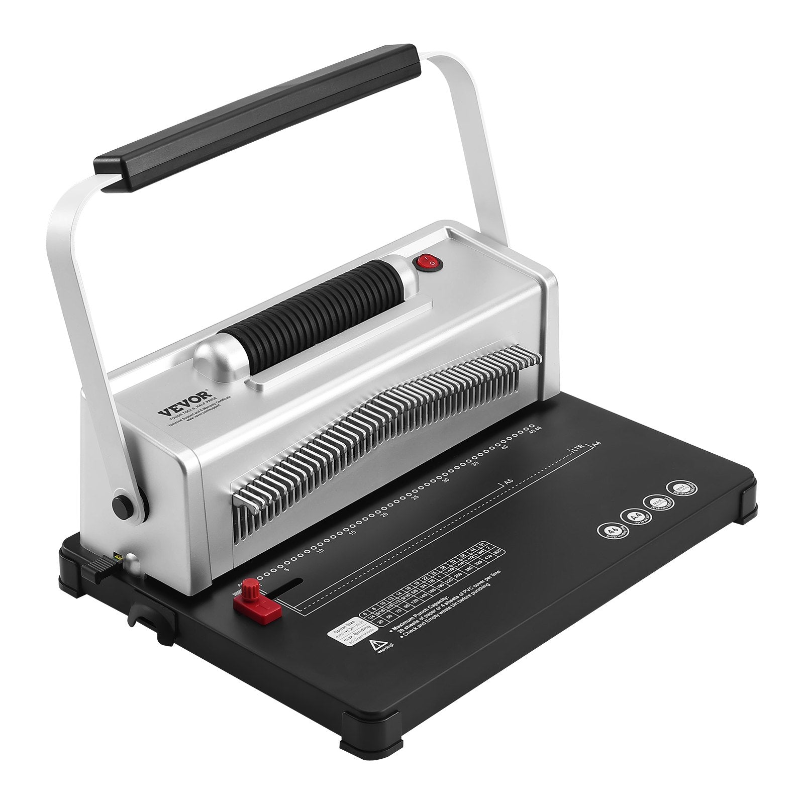VEVOR Coil Spiral Binding Machine, Manual Book Maker with Electric Binding, 46-Holes Binding 500 Sheets Punch Binder, with 100pcs 5/16'' Coil Binding Spines, for Letter Size, A4, A5