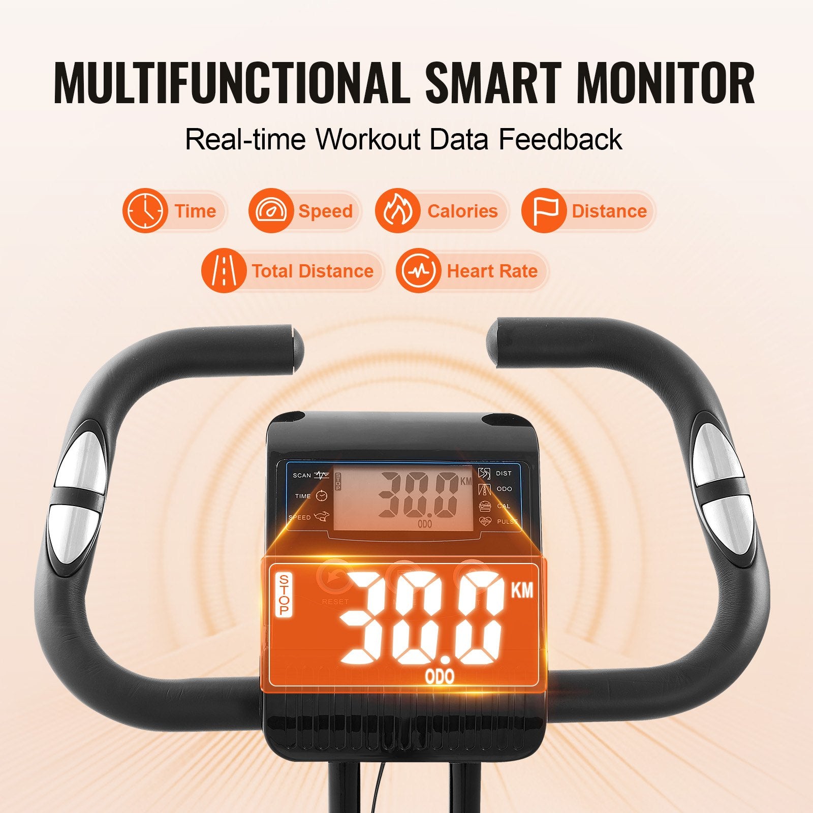 VEVOR Folding Exercise Bike, Foldable Fitness Stationary Bike, Adjustable Magnetic Resistance Stationary Bike, Upright Indoor Cycling Bike for Home Gym Workout, Comfortable Seat Cushion, LCD Monitor