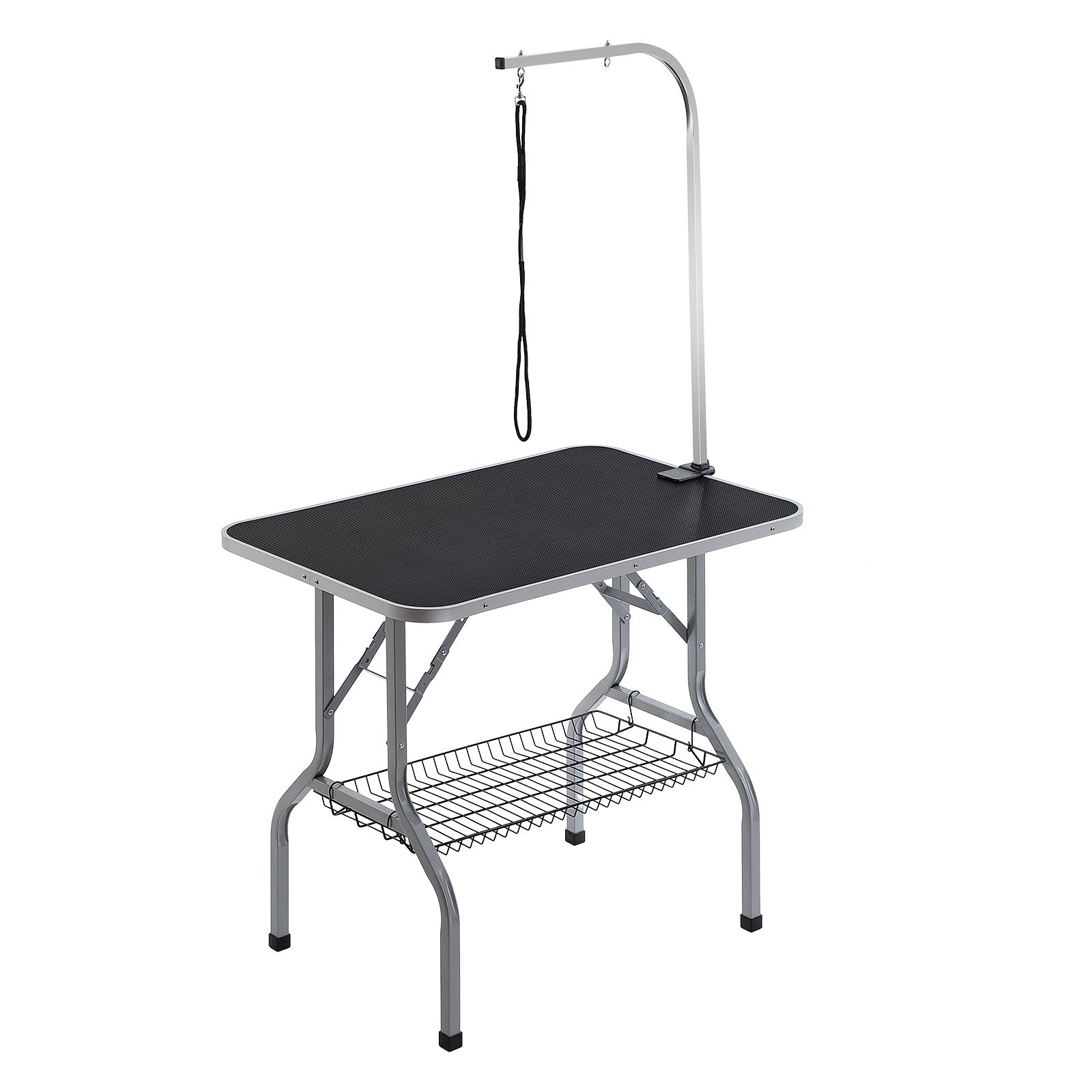 VEVOR Pet Grooming Table Arm with Clamp, 915 x 610mm Dog Grooming Station, Foldable Pets Grooming Stand for Medium and Small Dogs, Free No Sit Haunch Holder with Grooming Loop, Bearing 149.7kg