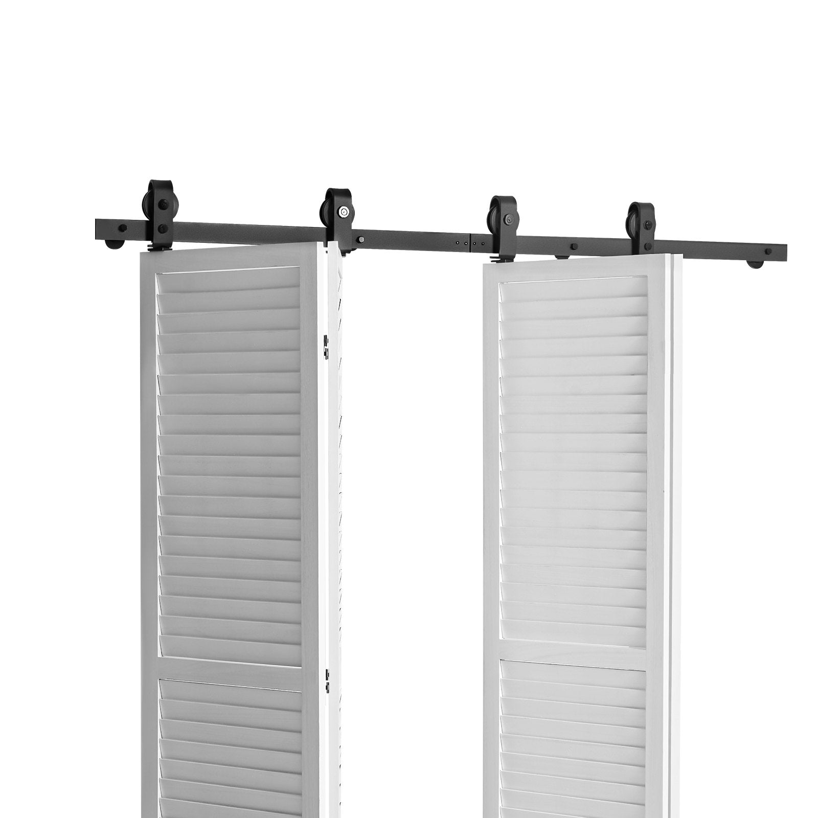 VEVOR Bi-Folding Sliding Barn Door Hardware Track Kit, 64" Top Mount Track Kit, Slide Smoothly & Quietly, Heavy Duty, Easy to Install, Suitable for Four 15" Closet Pantry Laundry Doors Not Included