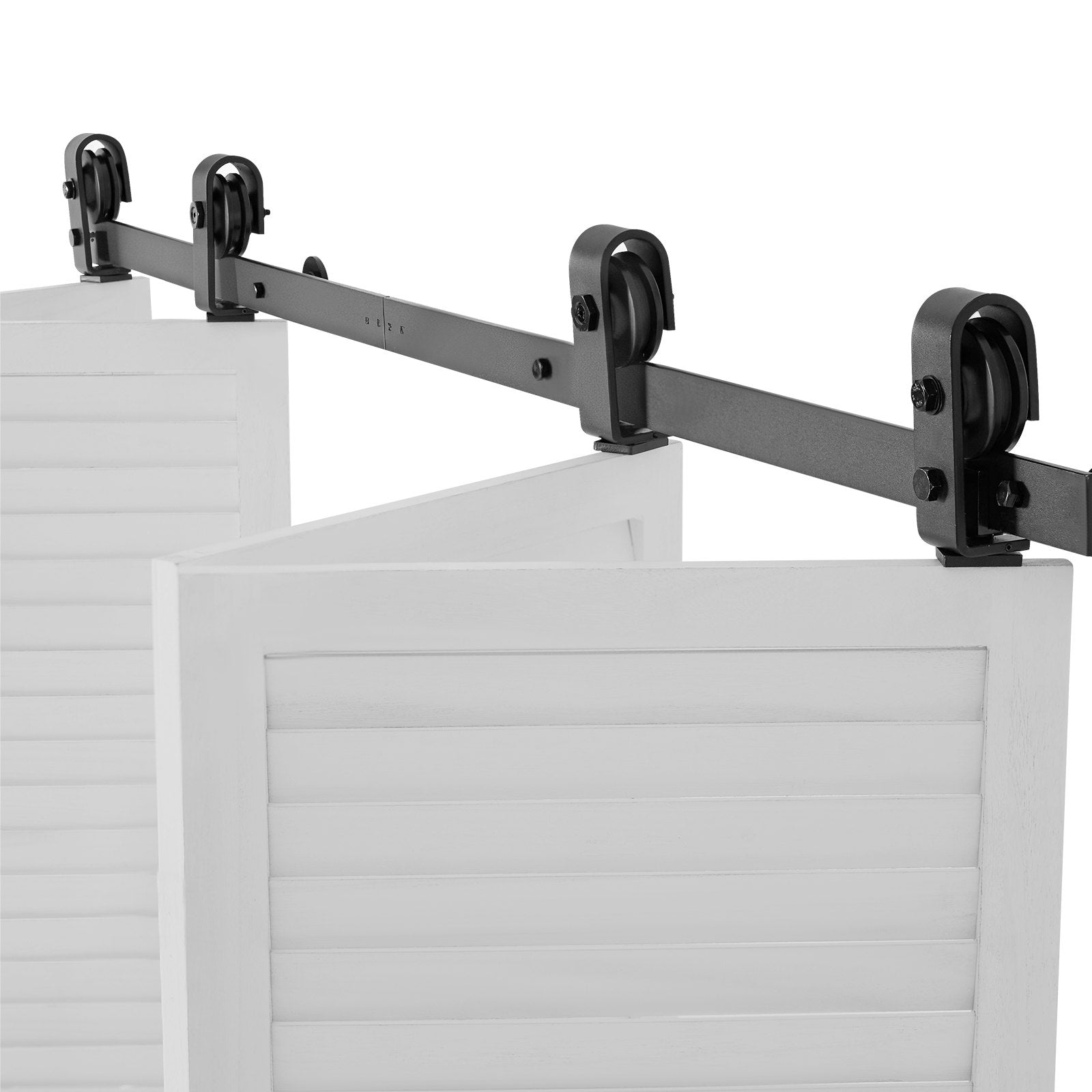 VEVOR Bi-Folding Sliding Barn Door Hardware Track Kit, 64" Top Mount Track Kit, Slide Smoothly & Quietly, Heavy Duty, Easy to Install, Suitable for Four 15" Closet Pantry Laundry Doors Not Included