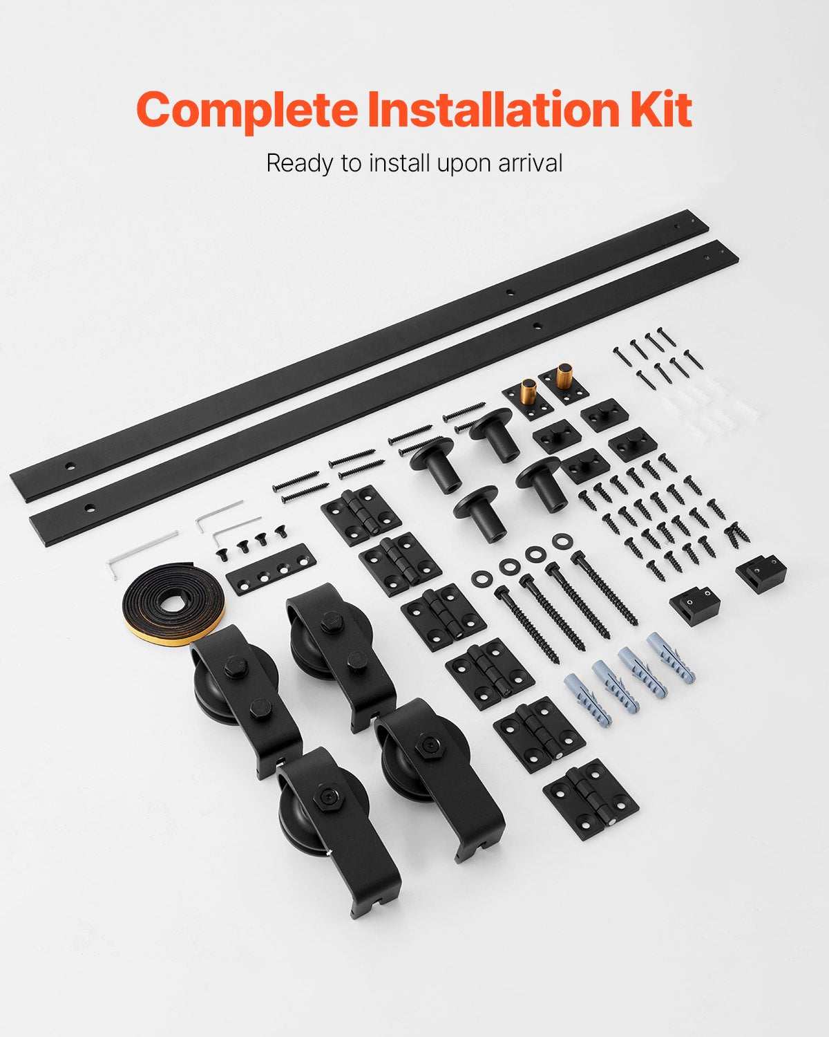 VEVOR Bi-Folding Sliding Barn Door Hardware Track Kit, 52" Top Mount Track Kit, Slide Smoothly & Quietly, Heavy Duty, Easy to Install, Suitable for Four 12" Closet Pantry Laundry Doors Not Included