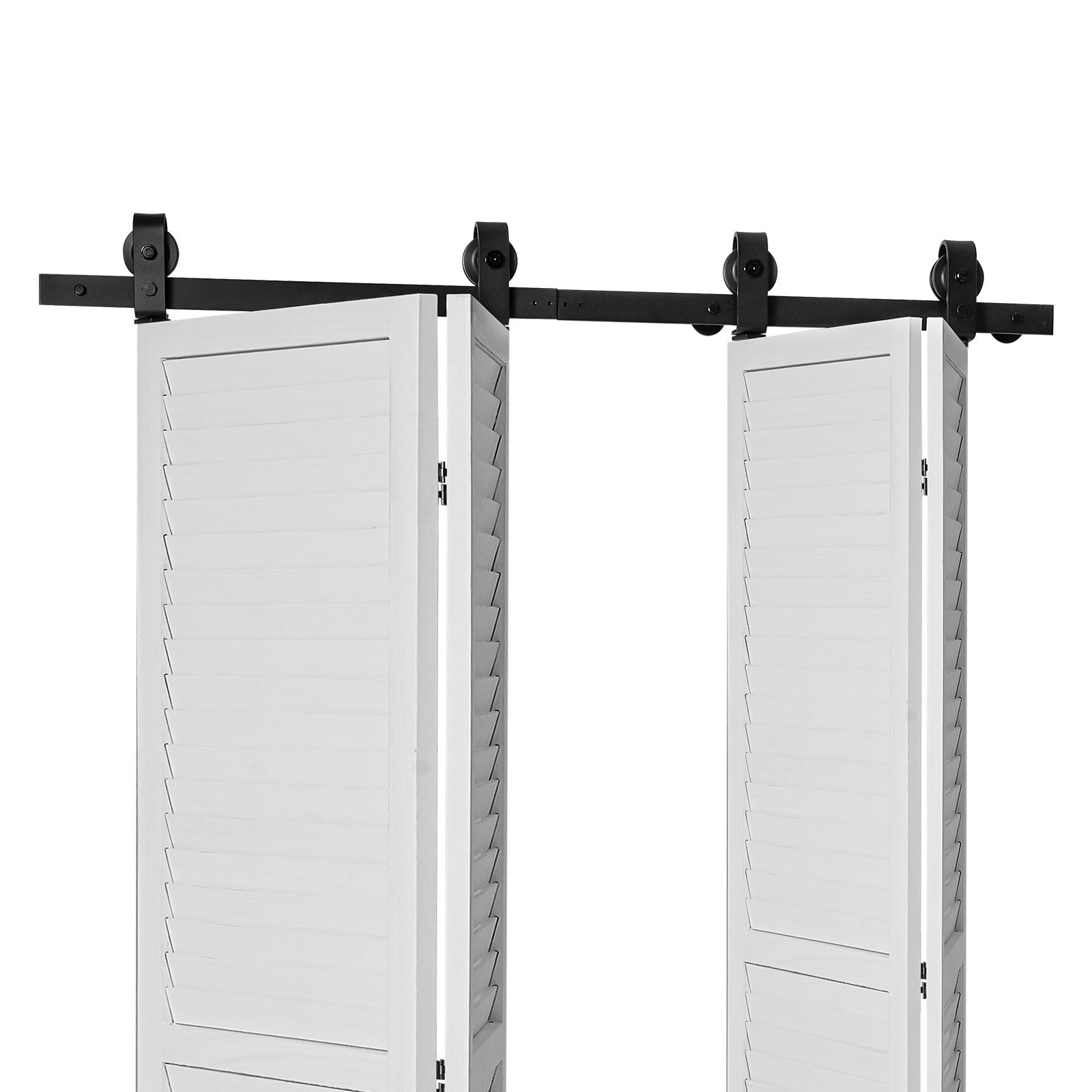 VEVOR Bi-Folding Sliding Barn Door Hardware Track Kit, 52" Top Mount Track Kit, Slide Smoothly & Quietly, Heavy Duty, Easy to Install, Suitable for Four 12" Closet Pantry Laundry Doors Not Included