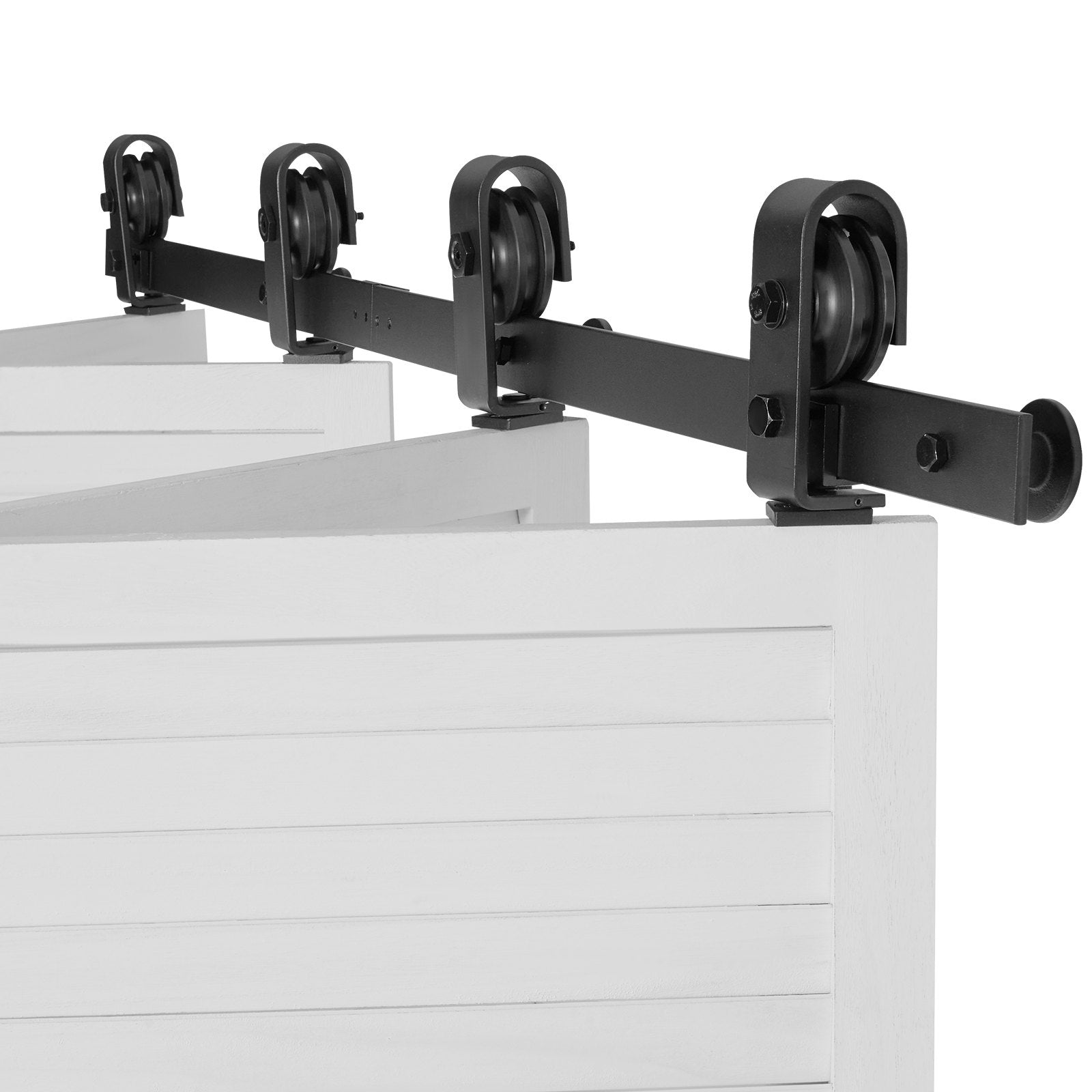 VEVOR Bi-Folding Sliding Barn Door Hardware Track Kit, 52" Top Mount Track Kit, Slide Smoothly & Quietly, Heavy Duty, Easy to Install, Suitable for Four 12" Closet Pantry Laundry Doors Not Included