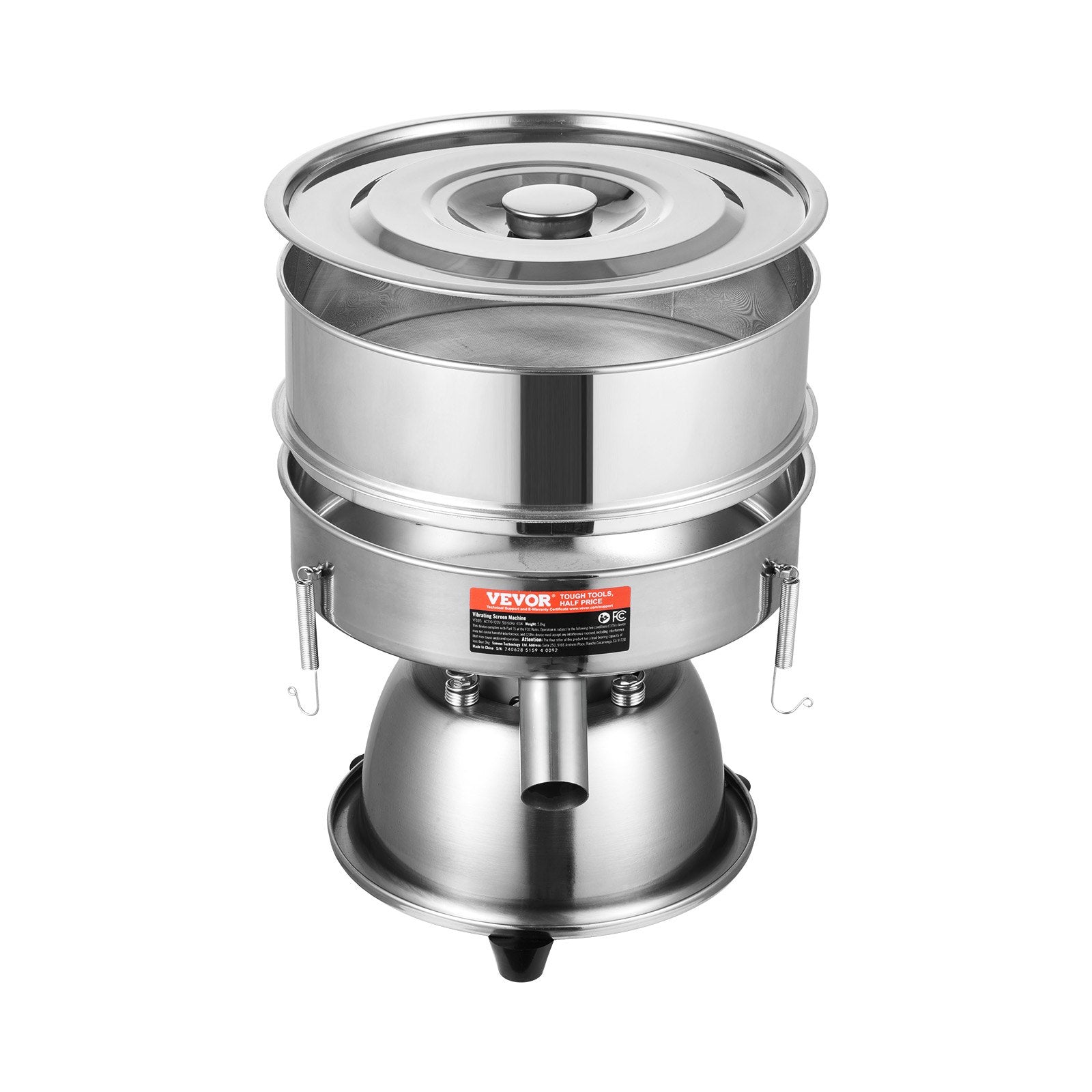 VEVOR Automatic Electric Vibrating Sieve, Stainless Steel Sifter Shaker Machine with 10+60 Mesh, 45W Automatic Powder Sifter Machine Countertop, Electric Sieve Shaker for Flour Powers, Mungbean, Rice