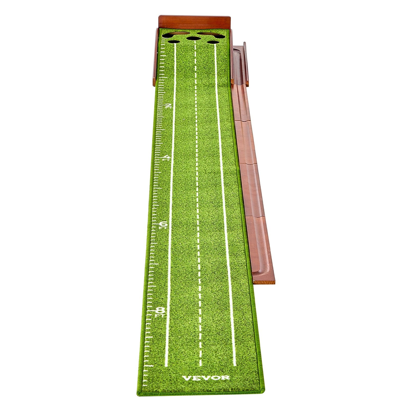 VEVOR Golf Putting Mat, 5 Hole Indoor Golf Putting Green, Wrinkle-Free Golf Training Aid, Mini Golf Set with Auto-Ball Return, Alignment Guide, 3 Ball, Wood Base, Game Practice Gift for Home Offic