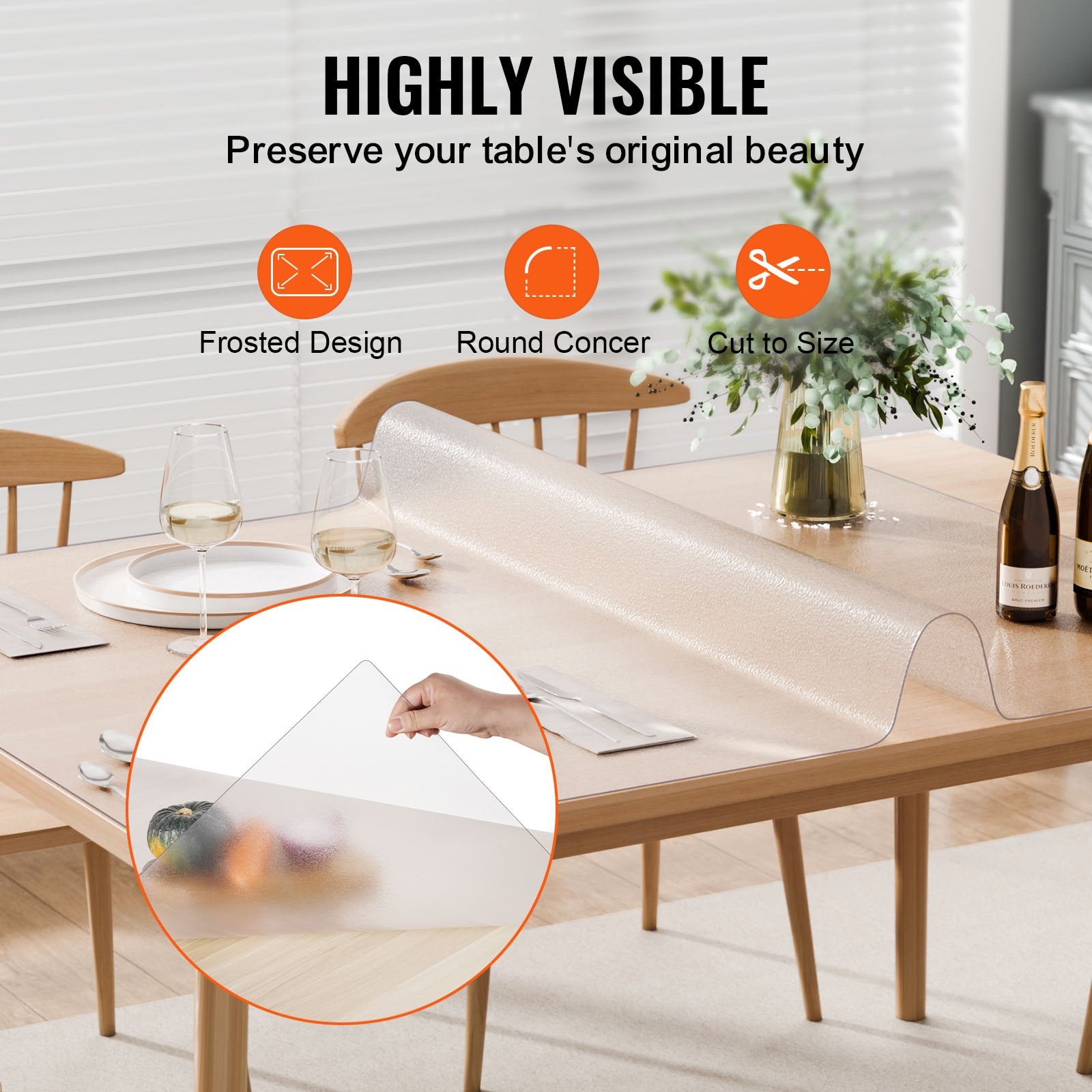 VEVOR Plastic Table Cover, 42 x 60 Inch 1.5 mm Thick Frosted Table Protector, Rectangle PVC Desk Mat, Waterproof & Easy Cleaning Desk Pad Tablecloth, for Office Dresser Dining Room Table Night Stand