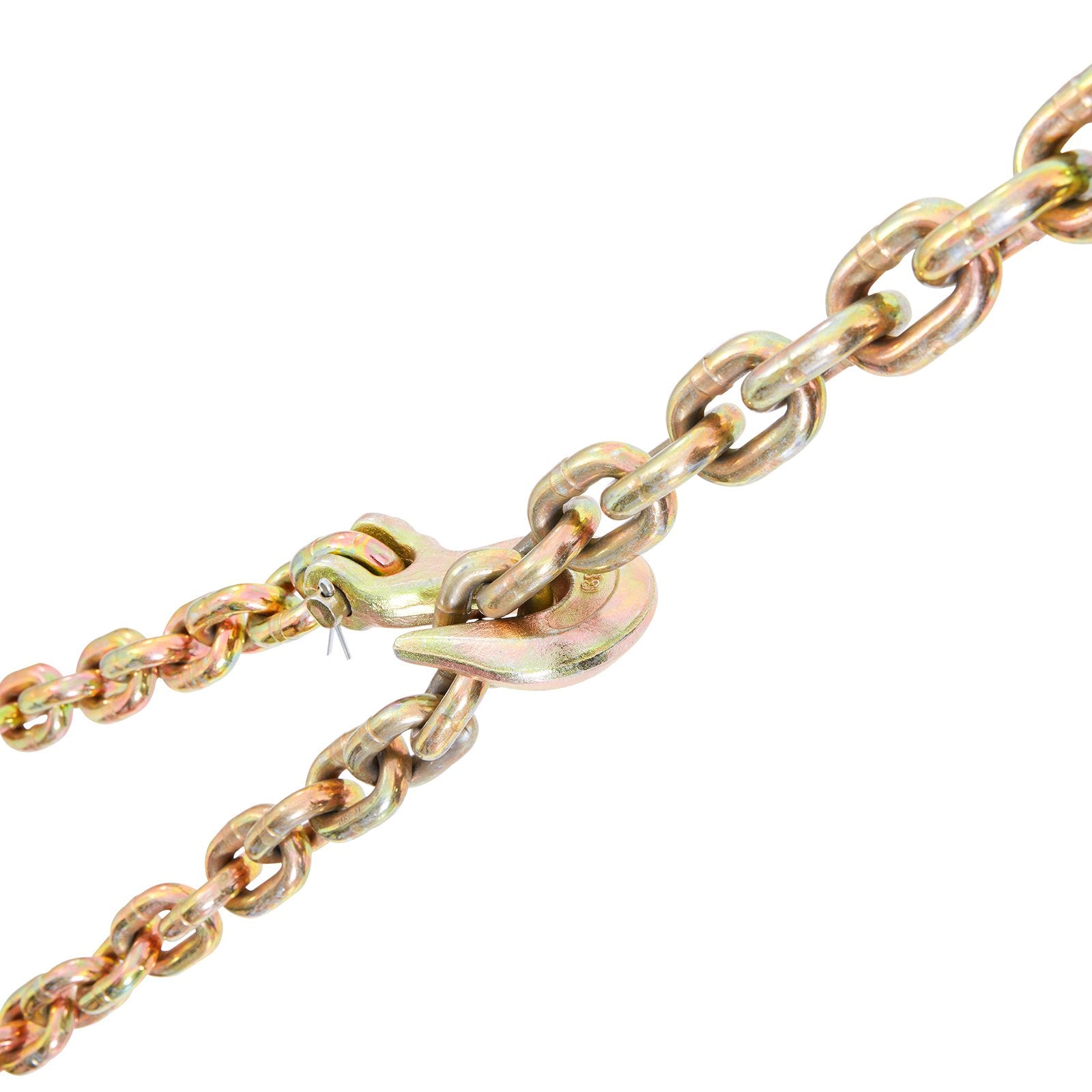 VEVOR Transport Binder Chain, 220 kg Working Load Limit, 3/8'' x 20' G80 Tow Chain Tie Down with Grab Hooks, DOT Certified, Galvanized Coating Manganese Steel for Dock Factory Construction Site