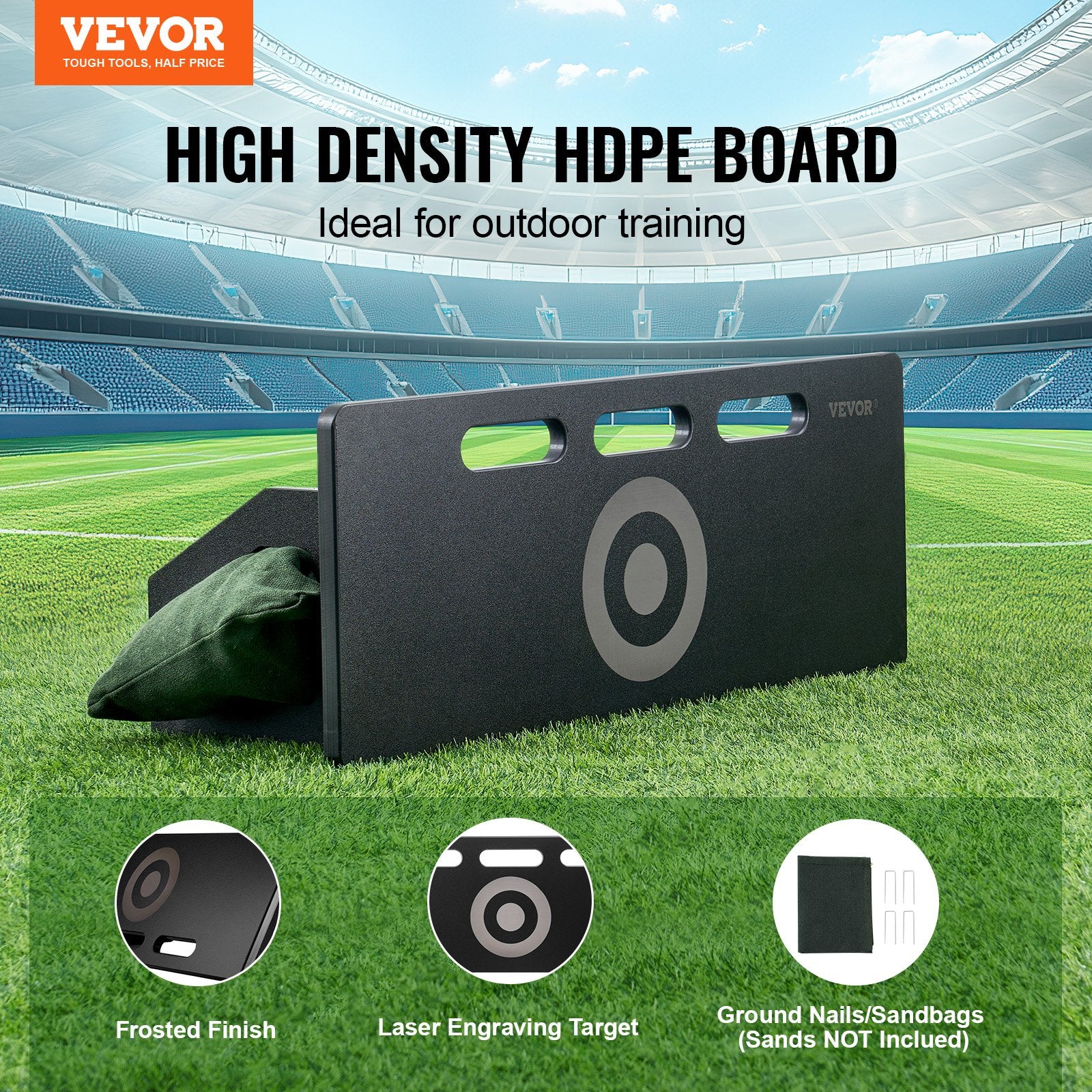 VEVOR Soccer Rebounder Board, 32"X12" Portable Soccer Wall with 2 Angles Rebound, Foldable HDPE Kickback Rebound Board, Soccer Training Equipment for Kids and Adults, Passing & Shooting Practice