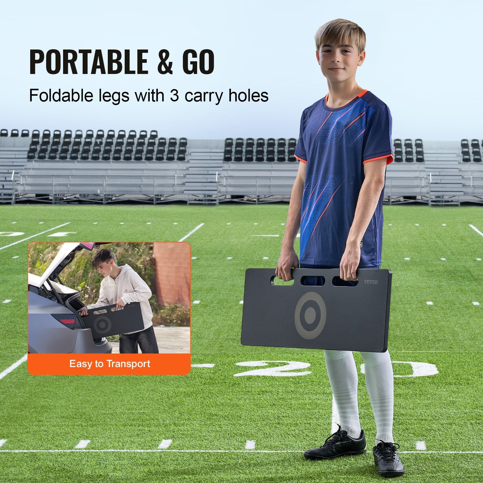 VEVOR Soccer Rebounder Board, 32"X12" Portable Soccer Wall with 2 Angles Rebound, Foldable HDPE Kickback Rebound Board, Soccer Training Equipment for Kids and Adults, Passing & Shooting Practice