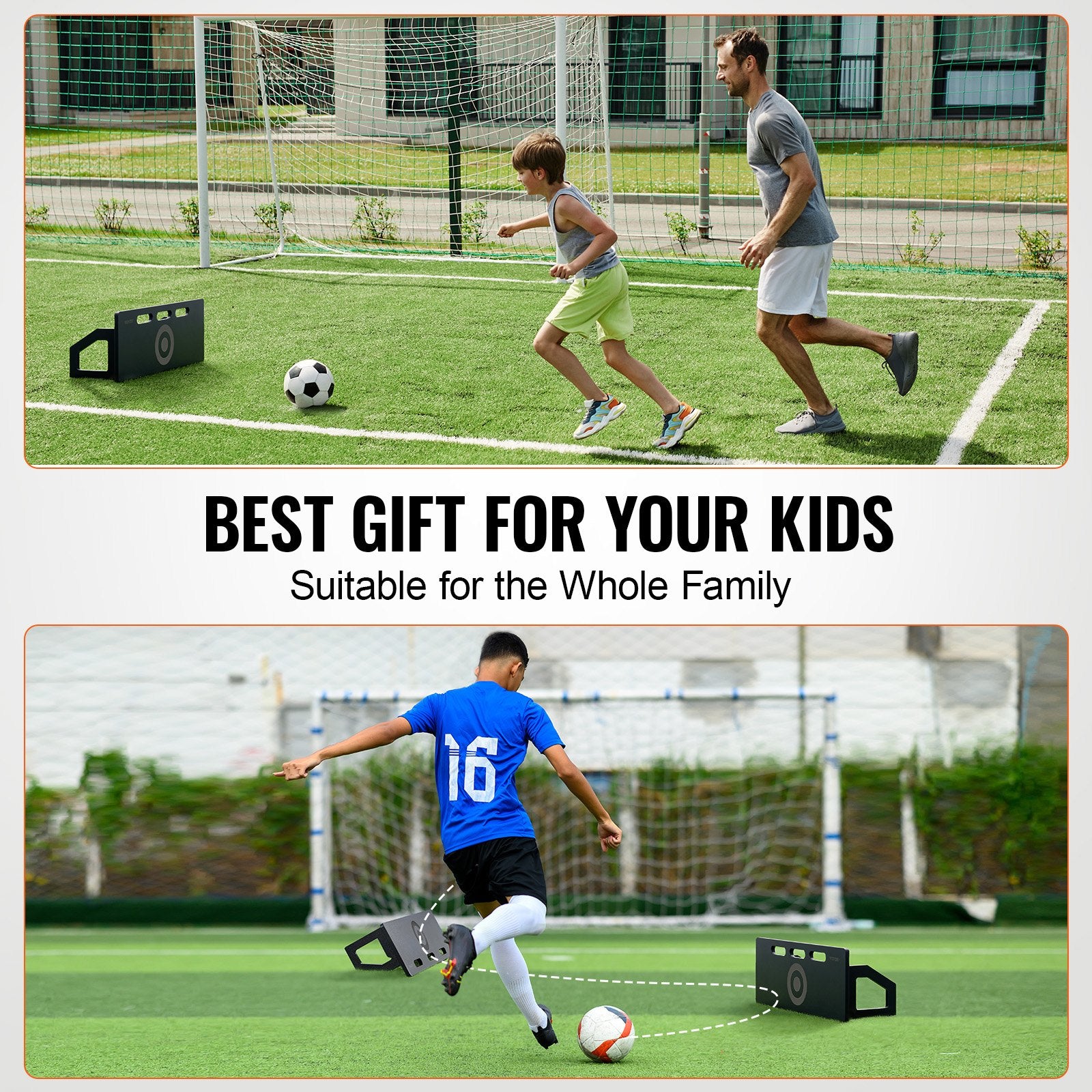 VEVOR Soccer Rebounder Board, 32"X12" Portable Soccer Wall with 2 Angles Rebound, Foldable HDPE Kickback Rebound Board, Soccer Training Equipment for Kids and Adults, Passing & Shooting Practice