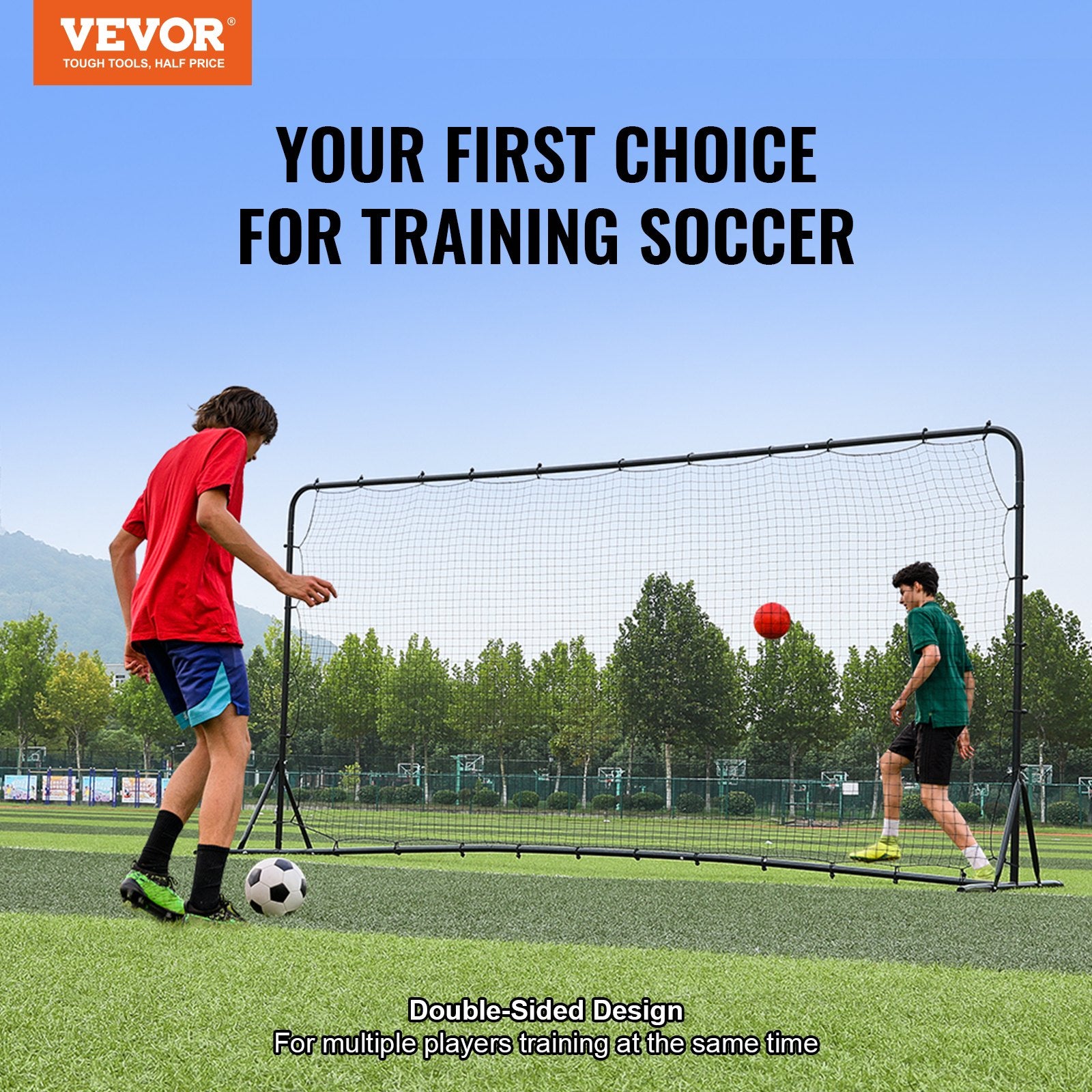 VEVOR Soccer Rebounder Net, 12x6FT Iron Soccer Training Equipment, Sports Football Training Gift with Portable Bag, Volleyball Rebounder Wall Perfect for Backyard Practicing, Solo Training, Passing