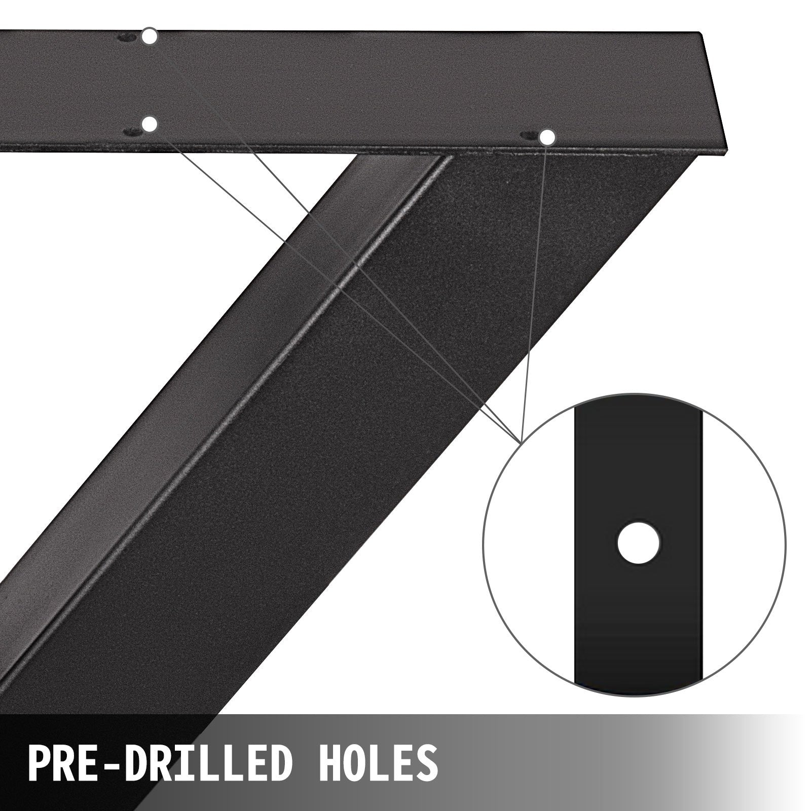VEVOR Set of 2 Steel Table Legs, 72cm Height 79cm Wide Dining Table Legs, Heavy Duty 7.9cm Square Box Section X Frame Table Legs,72x79x7.9 cm Black Color Industrial Country Style Metal Dining Leg