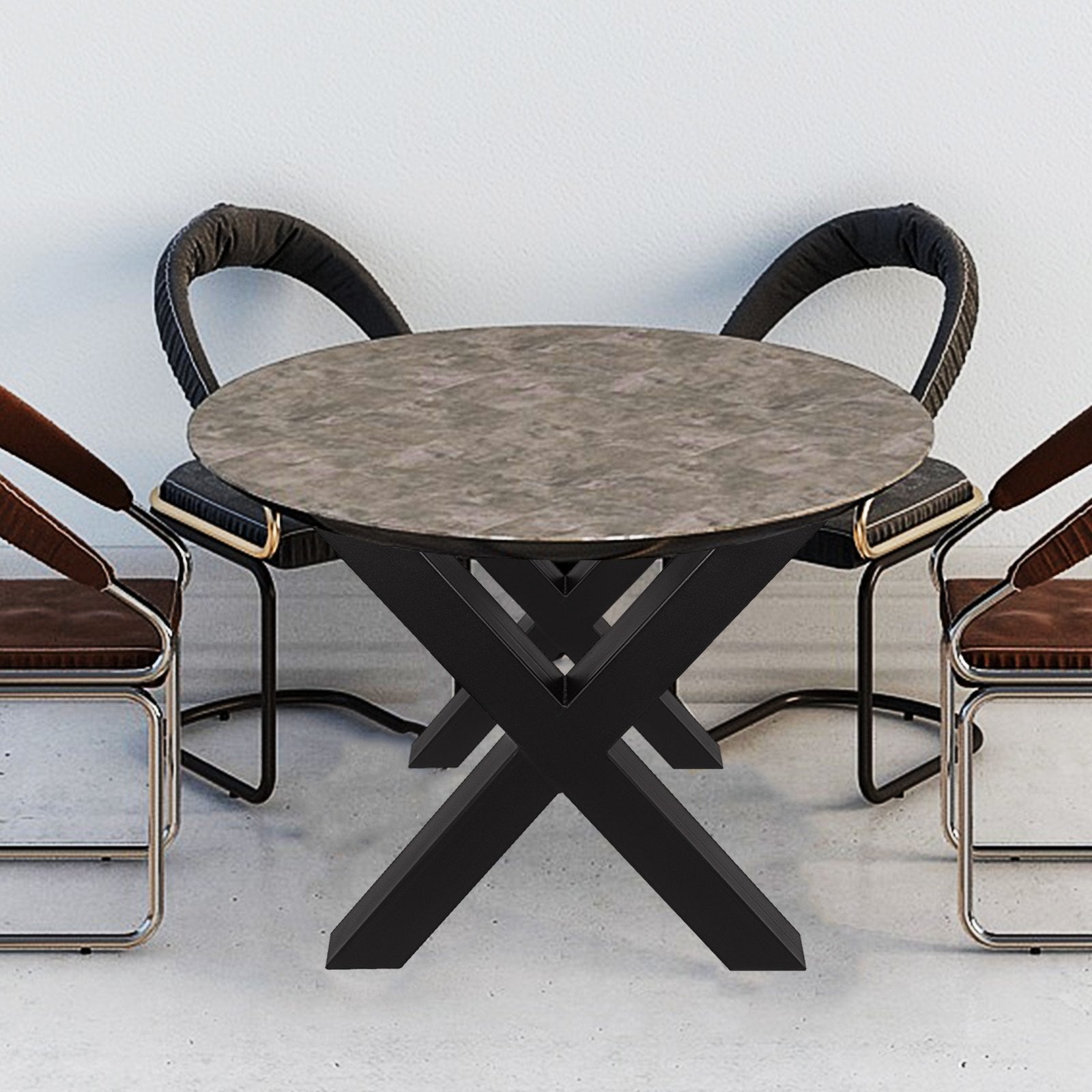 VEVOR Set of 2 Steel Table Legs, 72cm Height 79cm Wide Dining Table Legs, Heavy Duty 7.9cm Square Box Section X Frame Table Legs,72x79x7.9 cm Black Color Industrial Country Style Metal Dining Leg